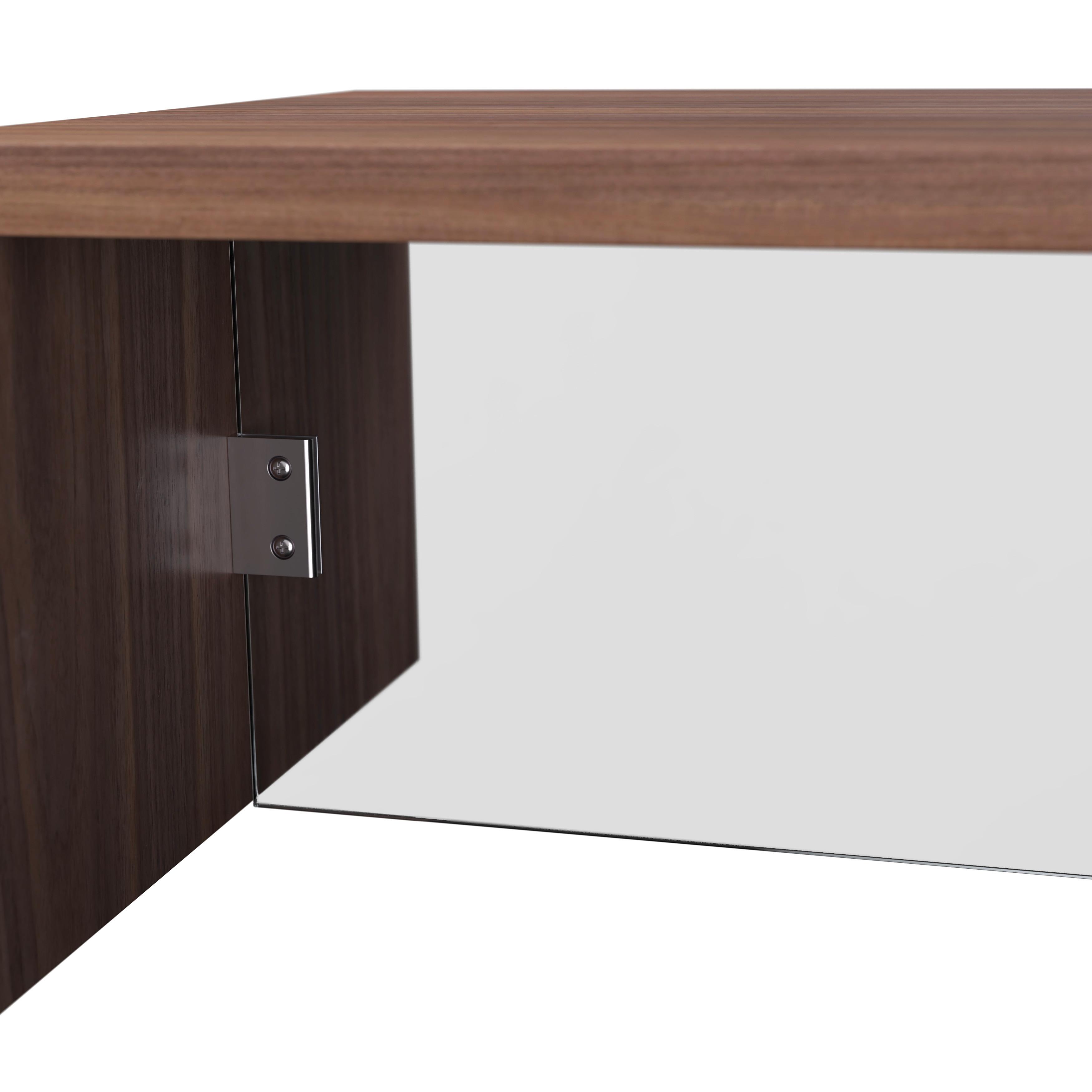 SOFFBORD NAYLA - klar/valnötsfärgad, Modern, trämaterial/trä (110/60/38cm) - Bessagi Home