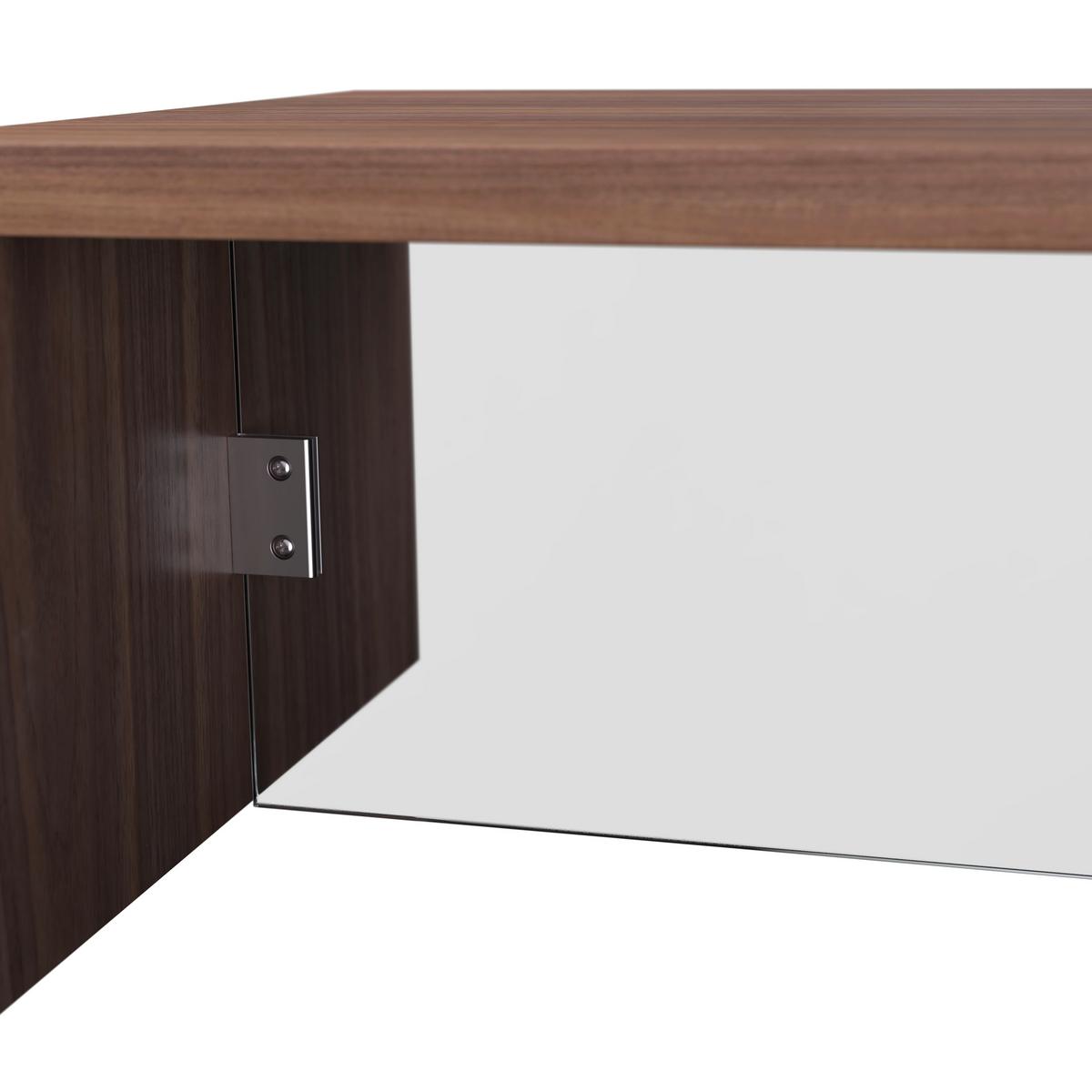 Couchtisch Nayla Walnussfarben MDF/Glas - Klar/Walnussfarben, MODERN, Glas/Holz (110/38/60cm)