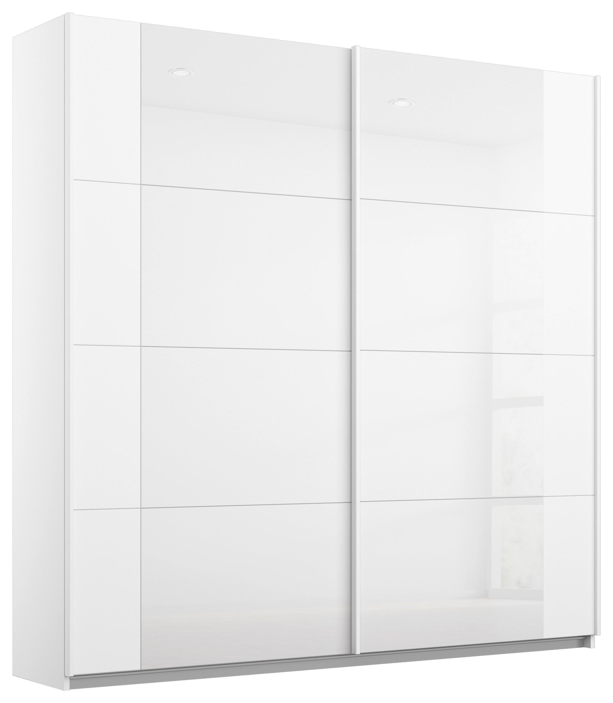 Ormar S Kliznim Vratima Artemis - bijela/bijela visoki sjaj, Moderno, staklo/drvni materijal (181/210/62cm) - Modern Living