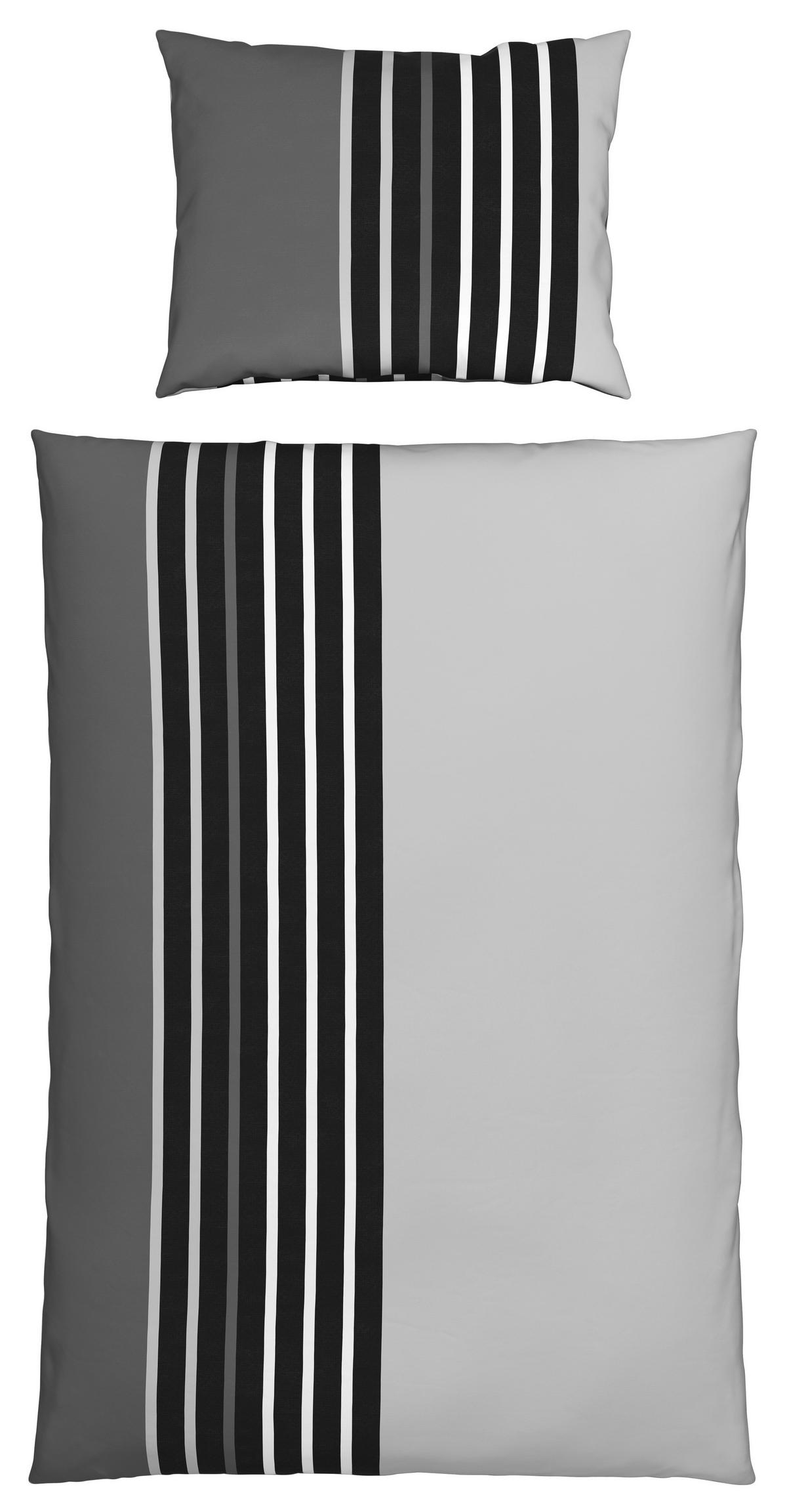 Posteljina Anton 140x200/60x80 Cm - siva/crna, Konvencionalno, tekstil (140/200cm) - Modern Living