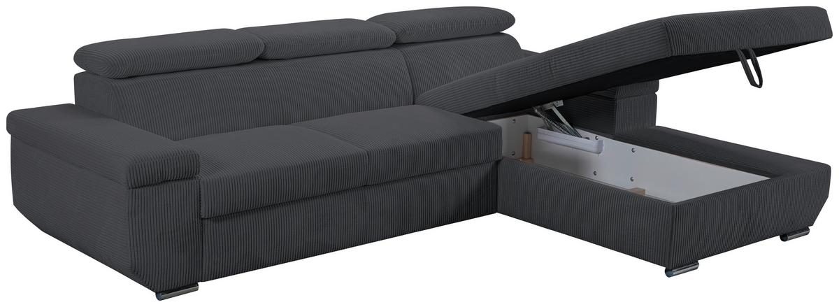 Kotna Sedežna Garnitura Lars, Temno Siva - barve kroma/črna, Design, umetna masa/tekstil (268/189cm) - Livetastic