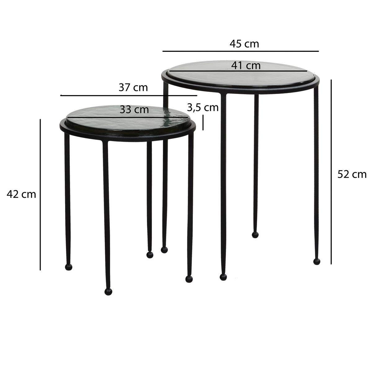 SATZTISCH WL7.129 - Schwarz/Grün, Design, Glas/Metall - MID.YOU