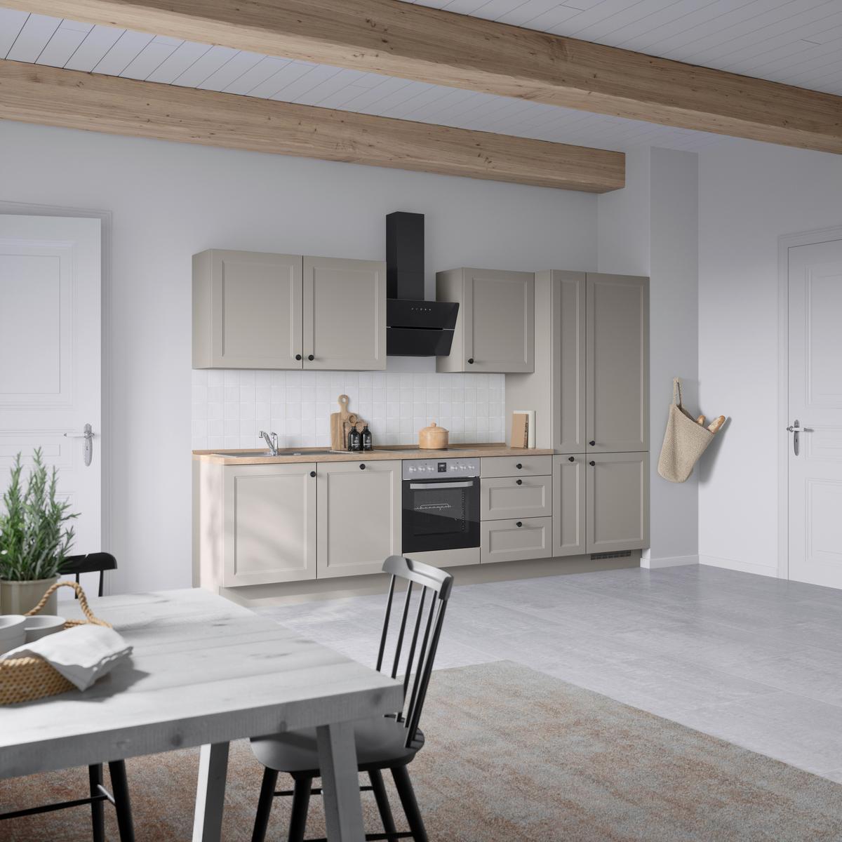 Küchenblock Cascada High m. Geräten Grau - Eiche dunkel/Schwarz, MODERN, Holzwerkstoff/Metall (330cm) - Nobilia