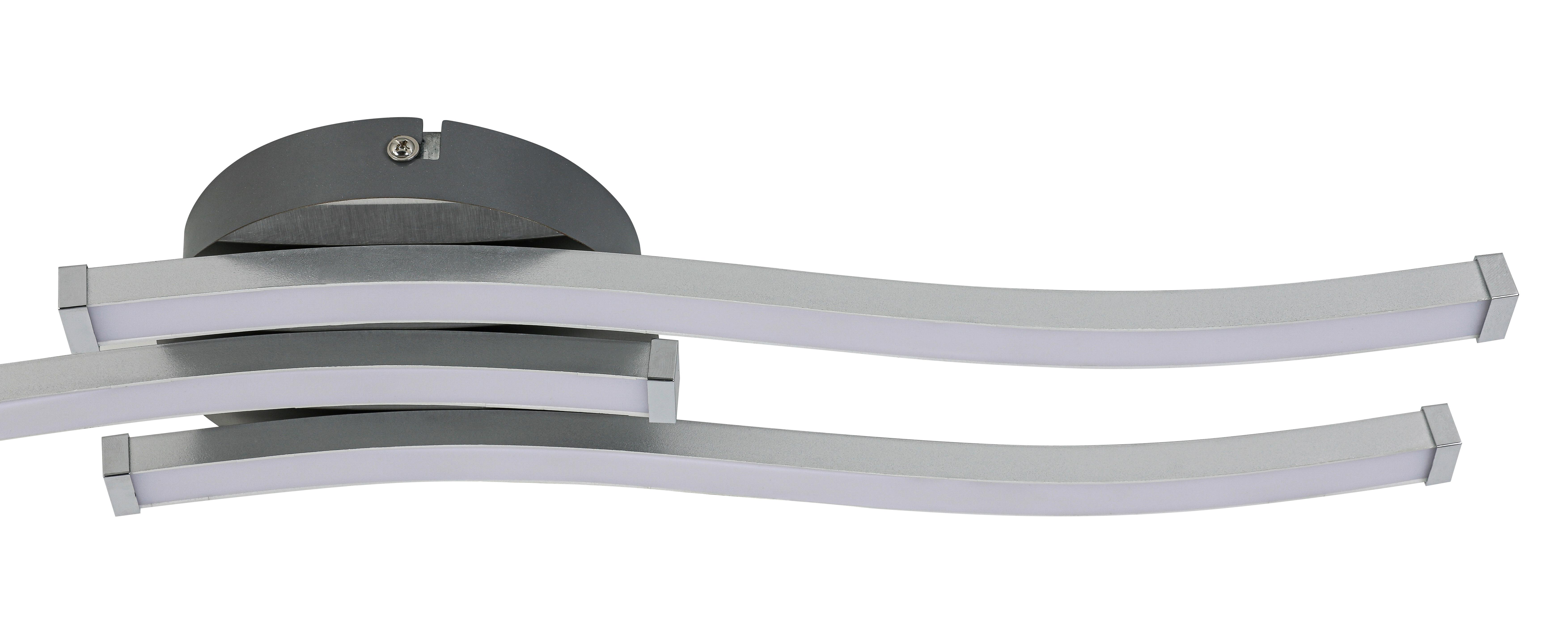 LED-TAKLAMPA ROLLIM - vit/nickelfärgad, Klassisk, metall/plast (14/54,5/6,5cm) - Mömax