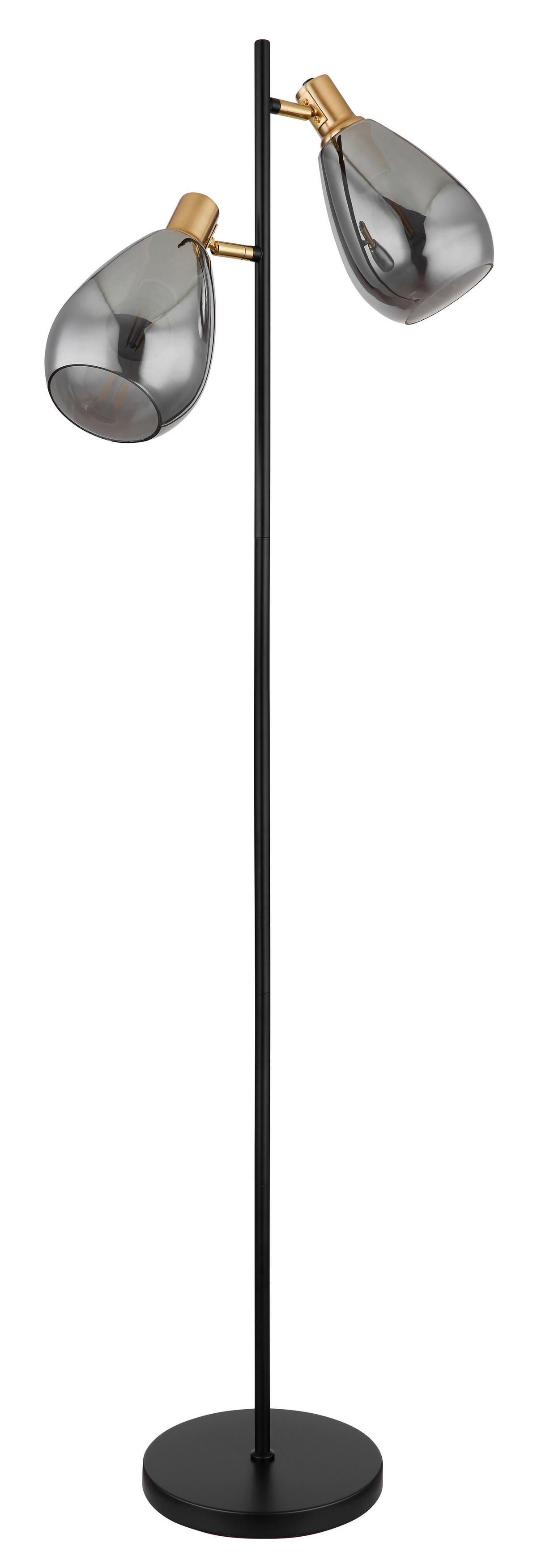 STEHLEUCHTE 15563S - Messingfarben/Schwarz, Design, Glas/Metall (34/25/160cm) - Globo