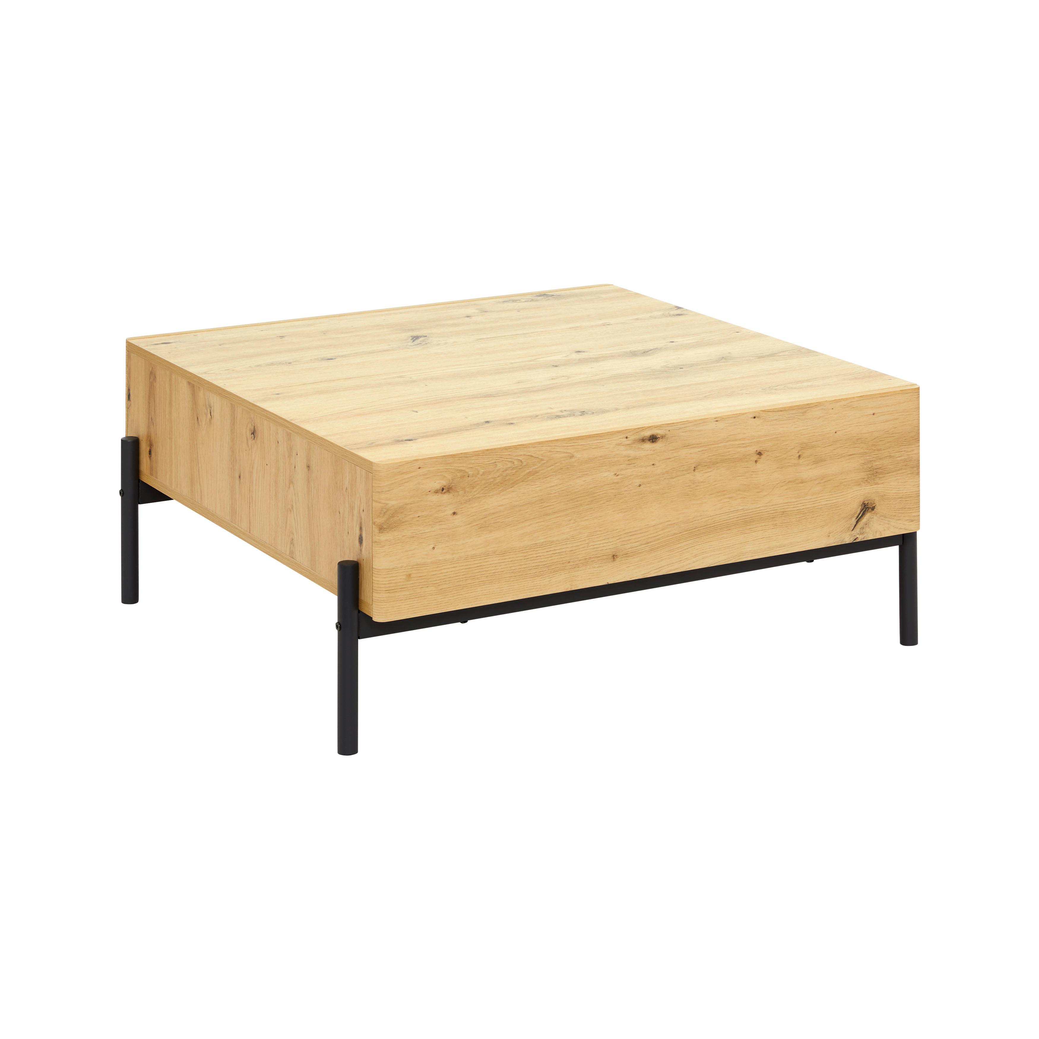 Couchtisch Jasmina Eichefarben/Schwarz MDF - Eichefarben/Schwarz, MODERN, Holz/Metall (85/80/37cm) - Bessagi Home