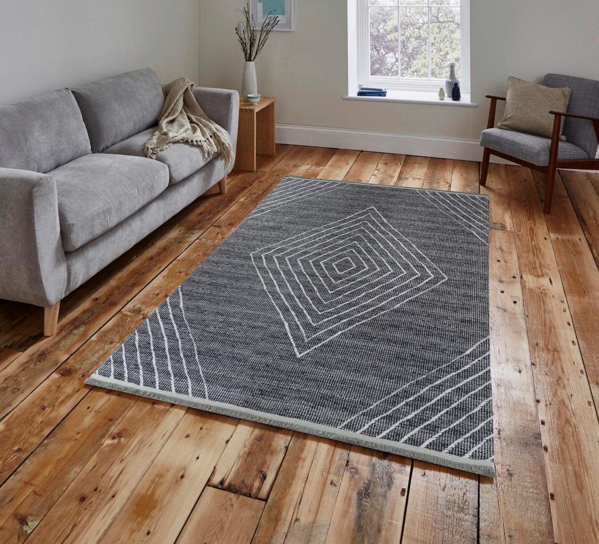 Webteppich Fabius in Grau/Anthrazit ca.120x170cm - Anthrazit/Grau, Natur, Textil (120/170cm)
