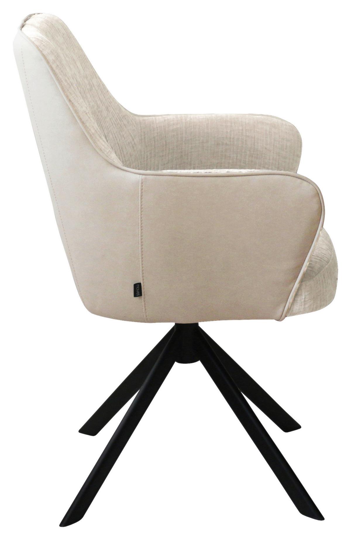 KRZESŁO Z PODŁOKIETNIKAMI BARI - beżowy/czarny, Design, metal/tkanina (58/87/64,5cm) - Novel