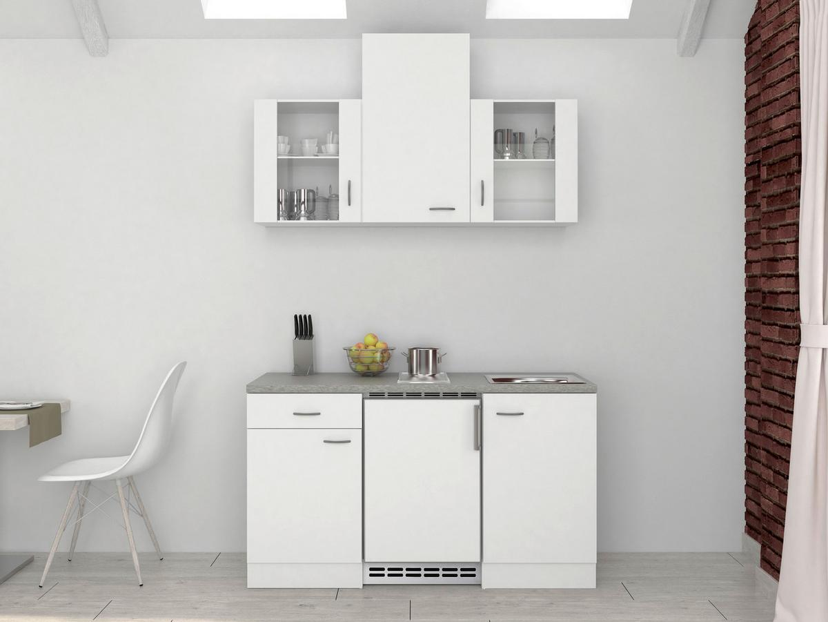 Majhna Kuhinja Z Aparati Wito, Bela - barve nerjavečega jekla/bela, Moderno, umetna masa/steklo (150,5cm) - FlexWell