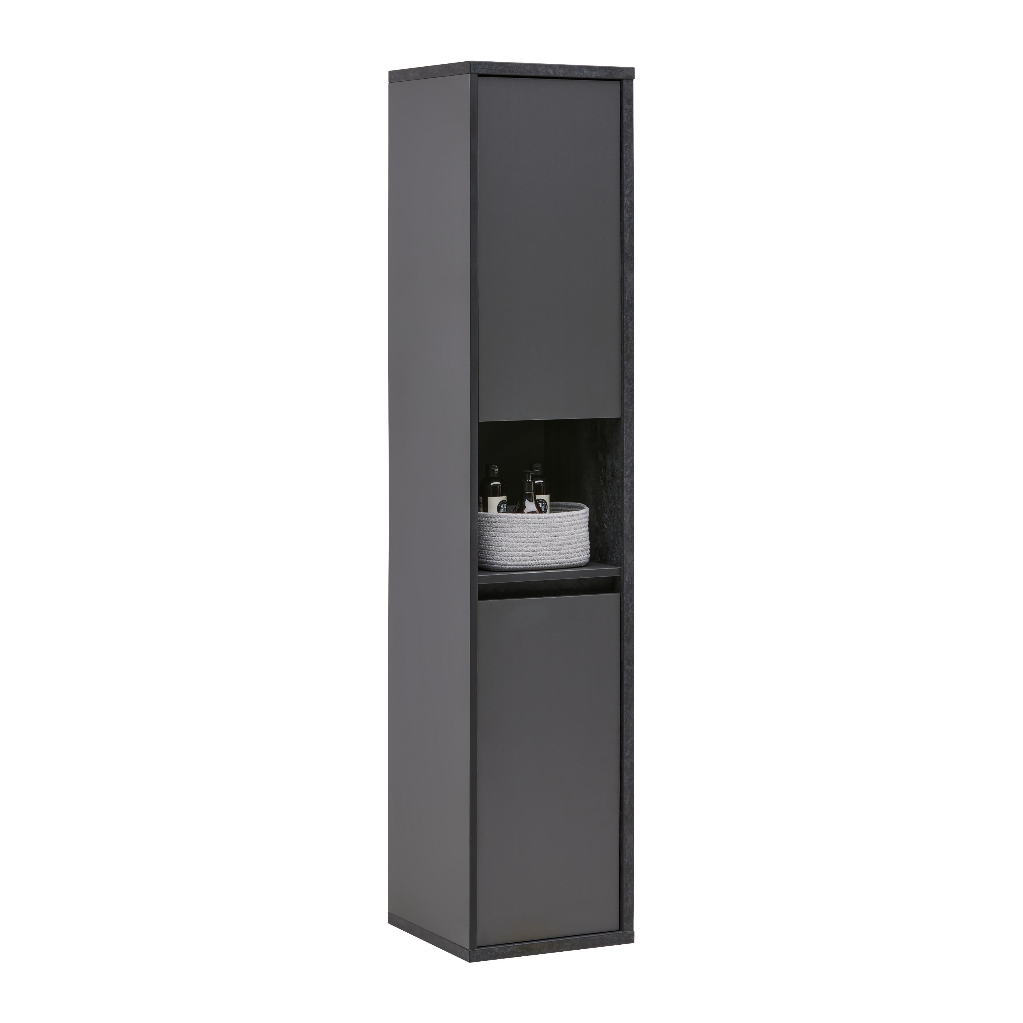 Hochschrank Camillo Anthrazit/Schwarz - Anthrazit/Schwarz, MODERN, Holzwerkstoff (35/170/38,5cm) - Mömax