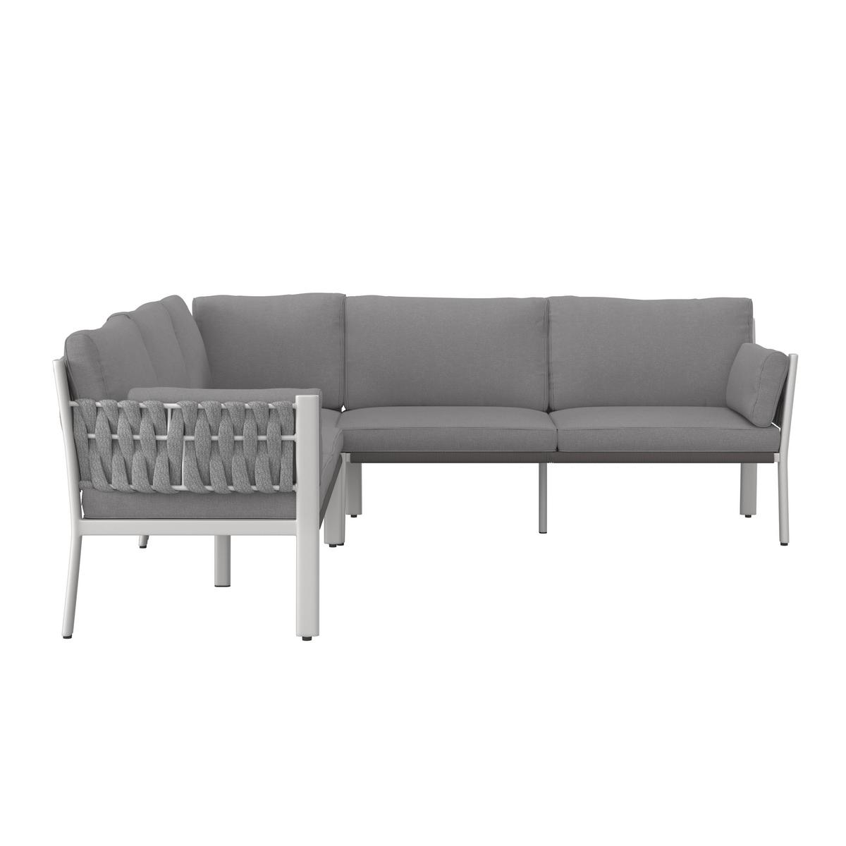 DINING-LOUNGESET ELISA - Weiss/Dunkelgrau, Modern, Kunststoff/Textil (238/74/75cm) - Bessagi Garden