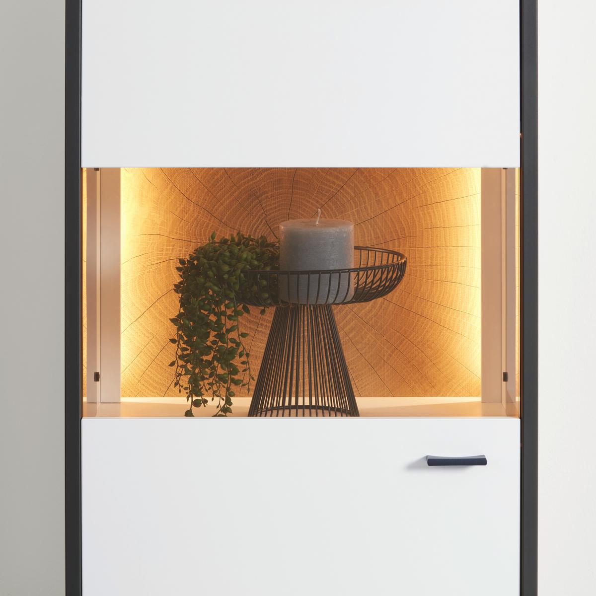 Highboard Florenz Schwarz/Weiß/Eiche Artisan - Schwarz/Weiß, MODERN, Glas/Holzwerkstoff (60,2/137,6/38cm) - Premium Living