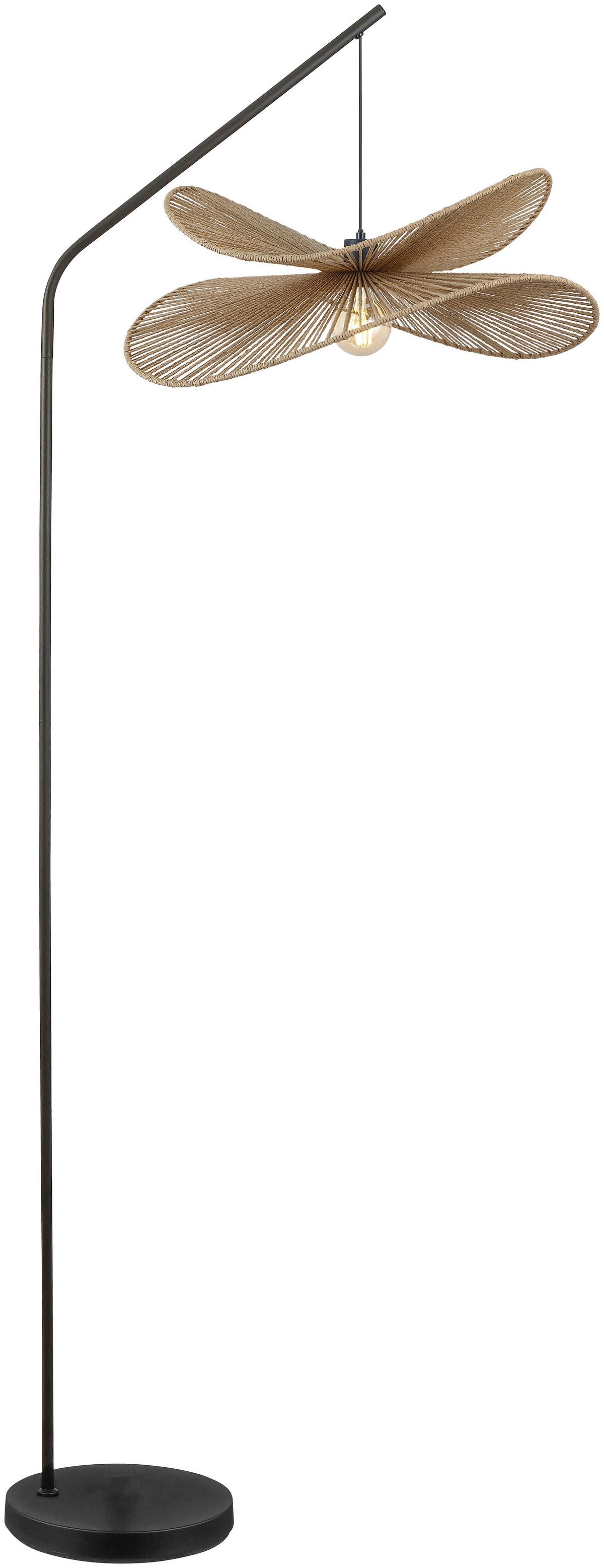 Stehleuchte Bli Schwarz/Naturfarben max. 25 W - Schwarz/Naturfarben, MODERN, Papier/Metall (61,5/50/180cm) - Mömax