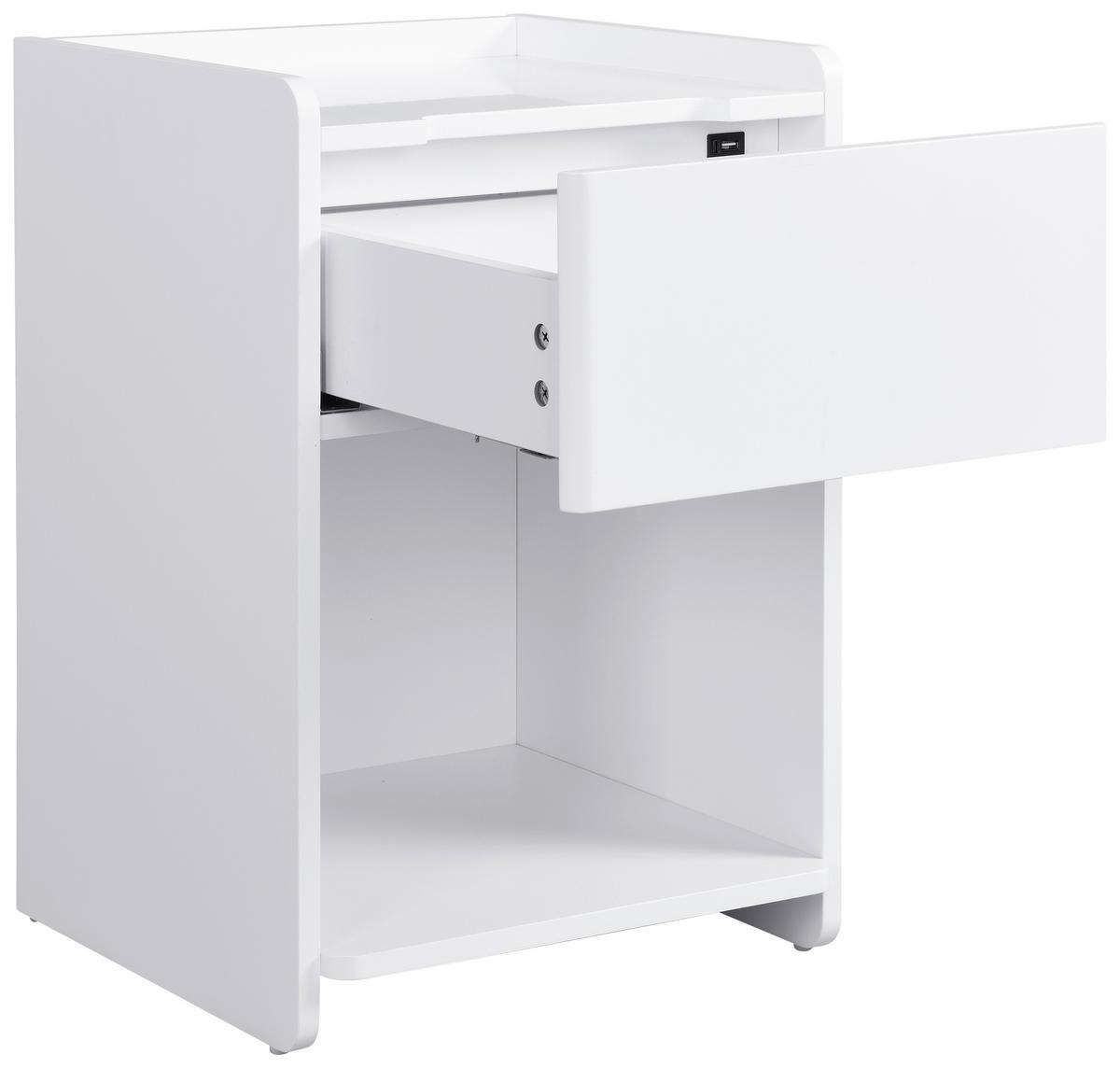 Nočna Omarica Osani, Bela - bela, Moderno, leseni material (40/60/40cm) - Mömax