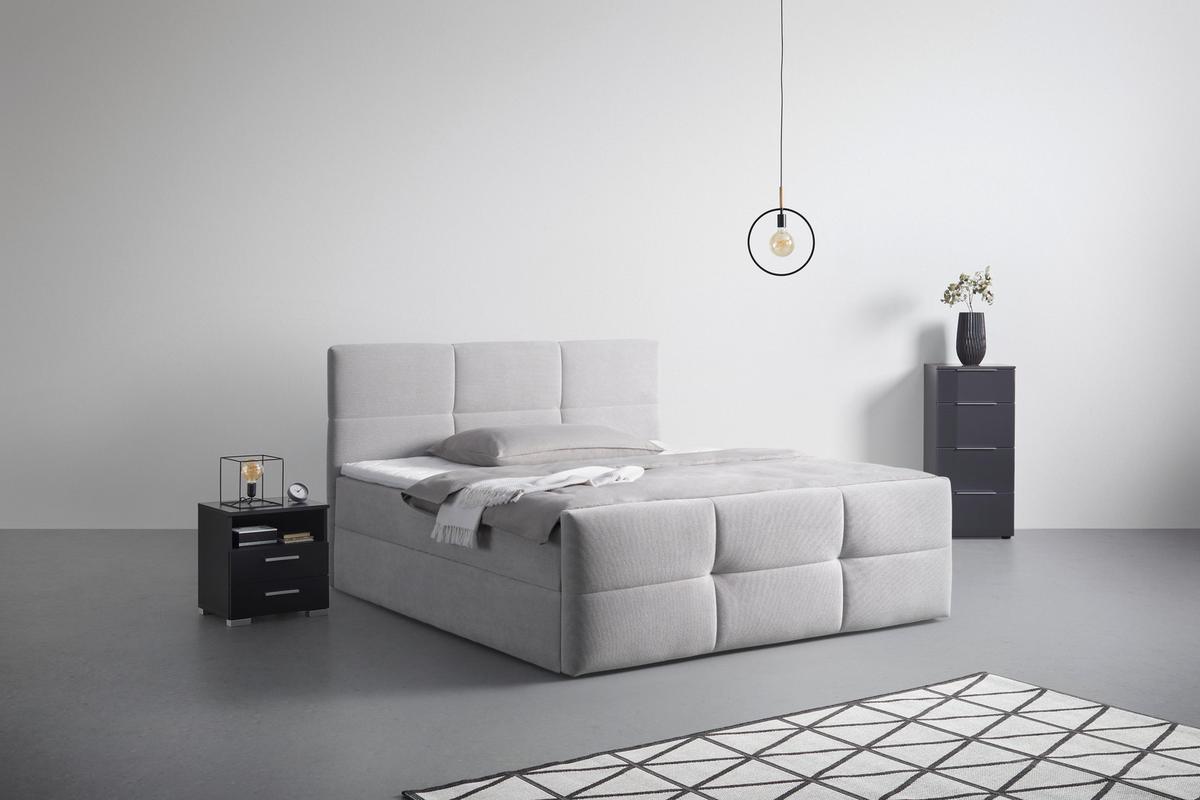 Postelja Boxspring Amalfi, 180x200 - črna/svetlo siva, Konvencionalno, umetna masa/tekstil (180/200cm) - Mömax