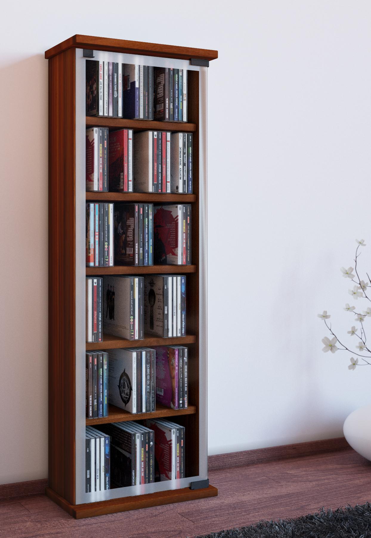 CD-Regal in Nussbaumfarbe Classic B: 31 cm - Nussbaumfarben, KONVENTIONELL, Glas/Holzwerkstoff (31/92/18cm) - MID.YOU
