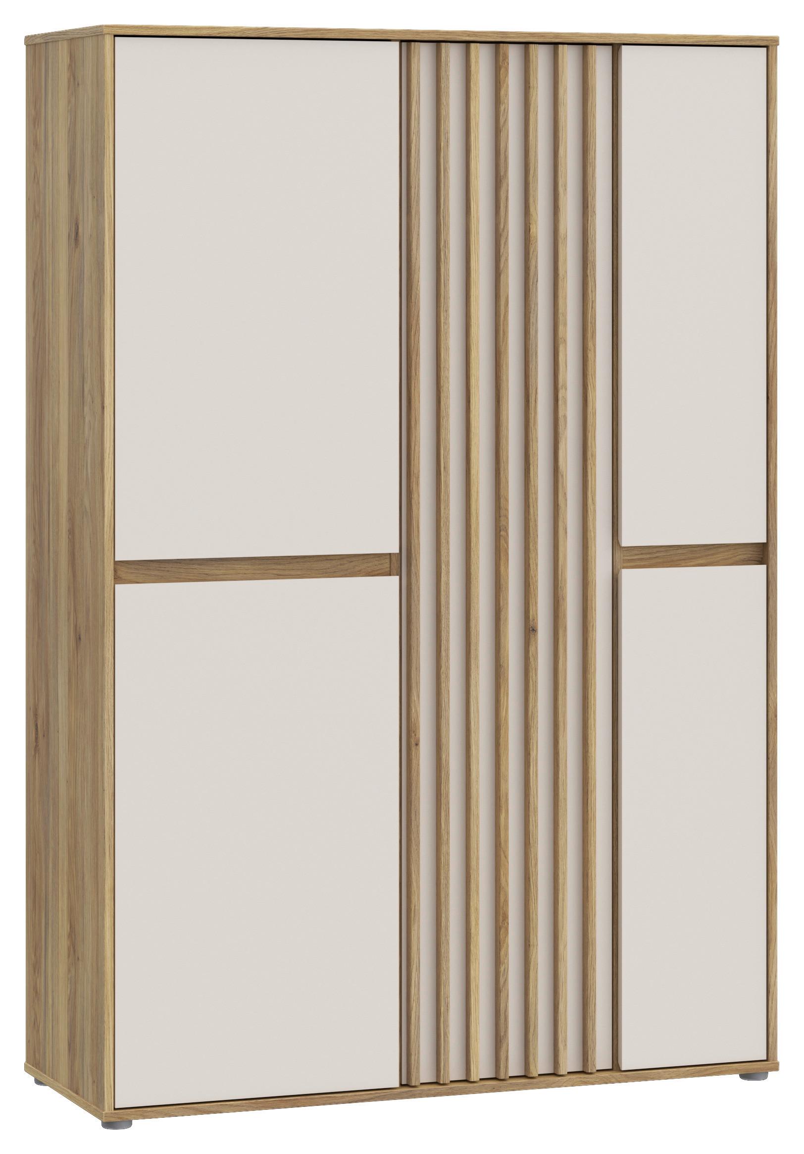 Comodă înaltă ELISTON - culoare lemn stejar/nisipiu, Natur, plastic/material pe bază de lemn (109,3/161,7/41,5cm) - Modern Living