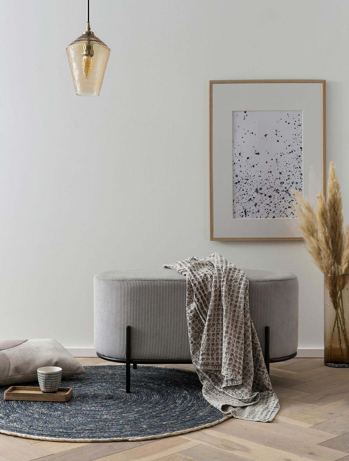 Tabure Cord, Rjavosiva - črna/svetlo siva, Moderno, kovina/tekstil (80/42/40cm) - Livetastic