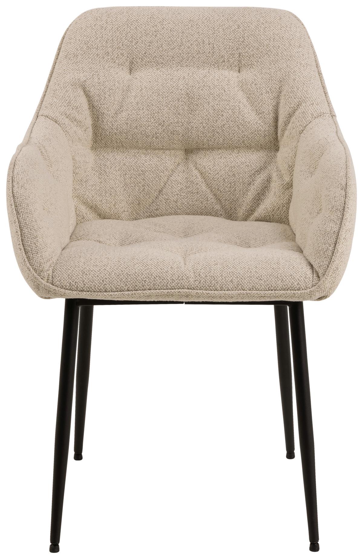 KRZESŁO Z PODŁOKIETNIKAMI BROOKE - kremowy/czarny, Trend, metal/tkanina (58/83/55cm) - MID.YOU