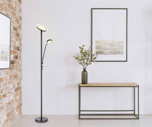 LED-Stehleuchte Ernst Schwarz max. 18,5 Watt - Schwarz, Design, Glas/Metall (26/180cm) - Globo