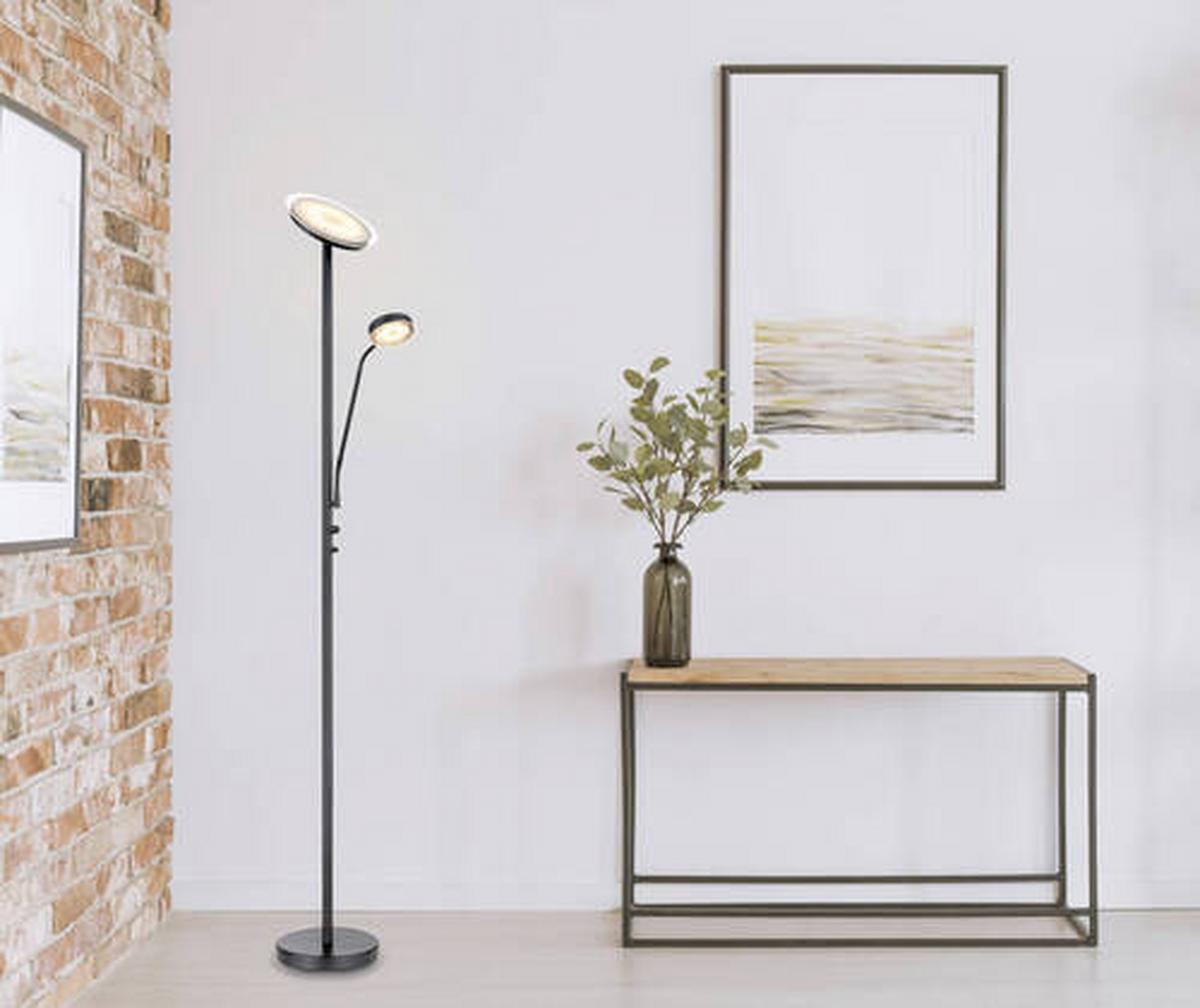 LED-Stehleuchte Ernst Schwarz max. 18,5 Watt - Schwarz, Design, Glas/Metall (26/180cm) - Globo