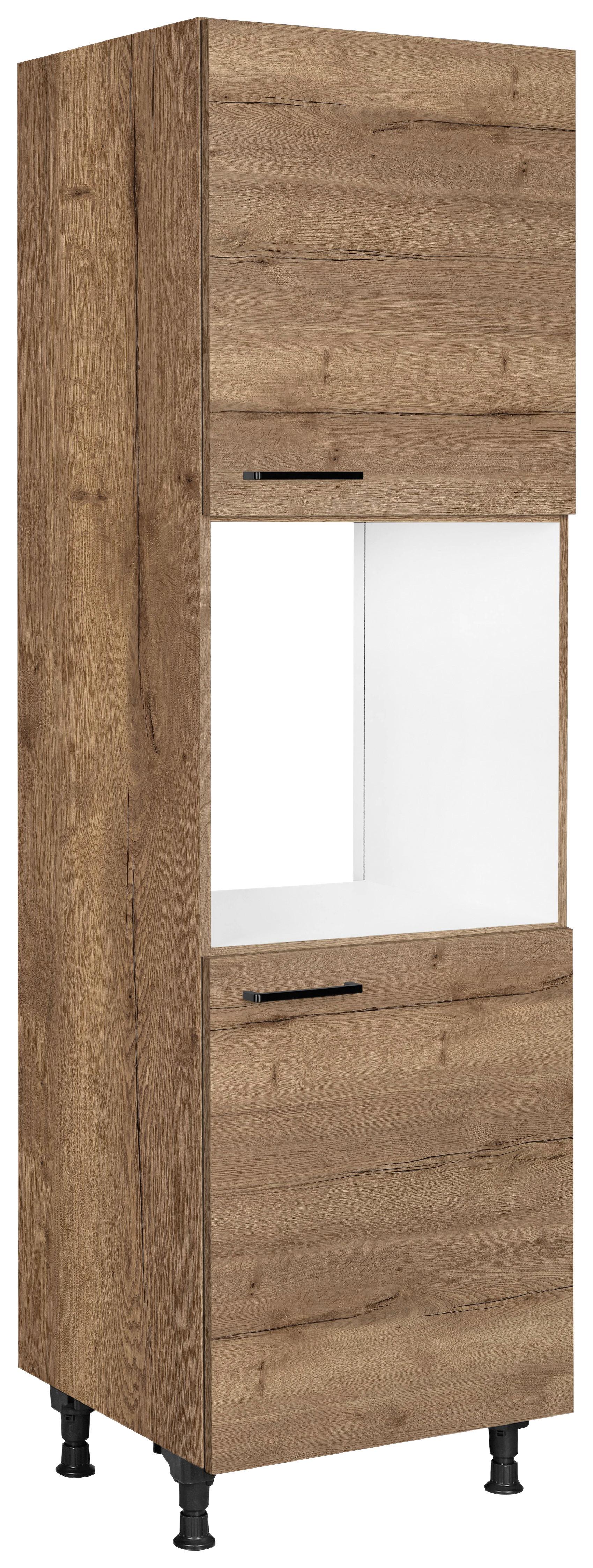 Geräteumbauschrank Structura Eiche dunkel - Eiche dunkel/Schwarz, MODERN, Holzwerkstoff/Metall (60/216,6/58cm) - Nobilia