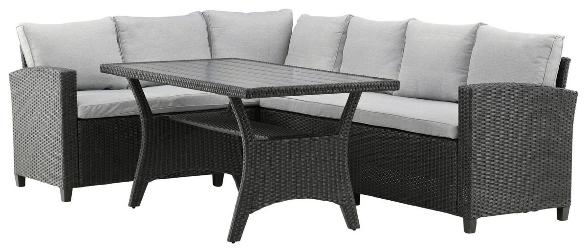 Dining-Loungeset Bentwood ca. 173x227 cm Schwarz - Schwarz, KONVENTIONELL, Kunststoff (173/227cm) - Gardenson