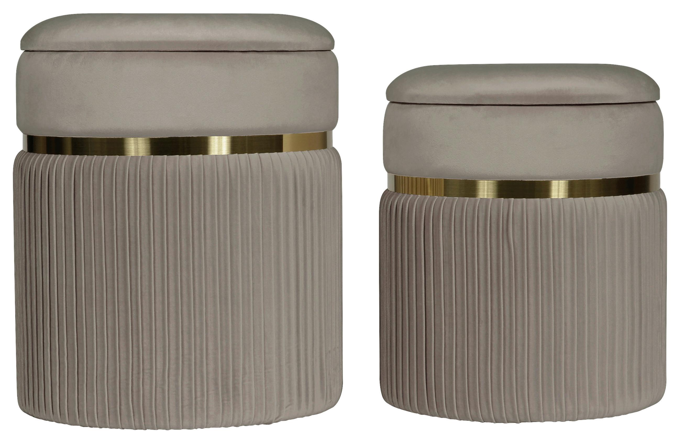 Hockerset Zora 325 - Taupe/Goldfarben, Konventionell, Kunststoff/Textil (31,5/36/38/44/31,5/36cm) - Kayoom