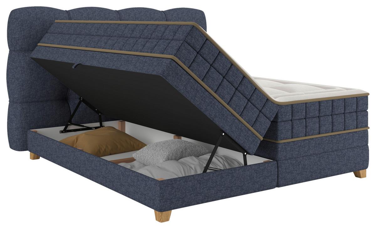 Boxspringbett Bianco Blau ca. 180x200cm - Blau, Konventionell, Holz/Holzwerkstoff (180/200cm) - Premium Living