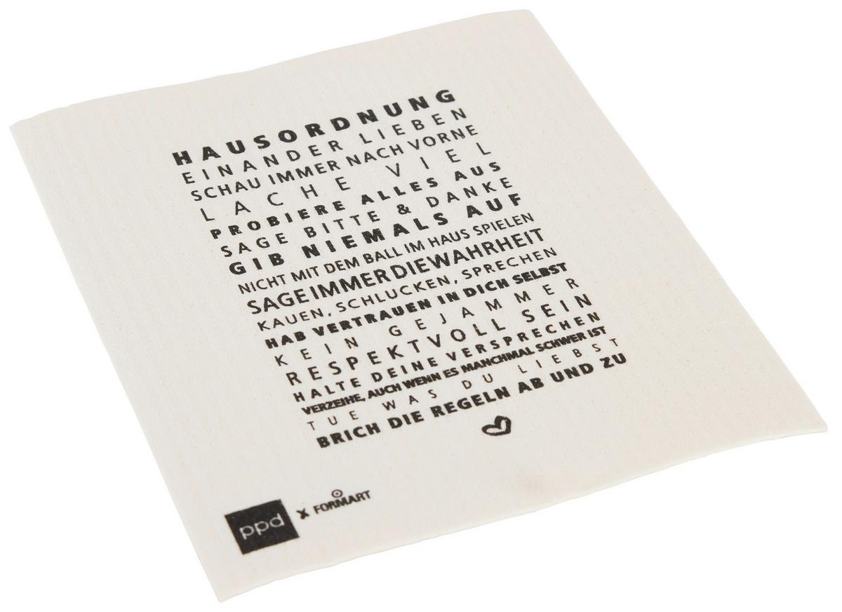 Schwammtuch Peter in Schwarz/Weiß ca. 20x17cm - Schwarz/Weiß, Textil (20/17cm)