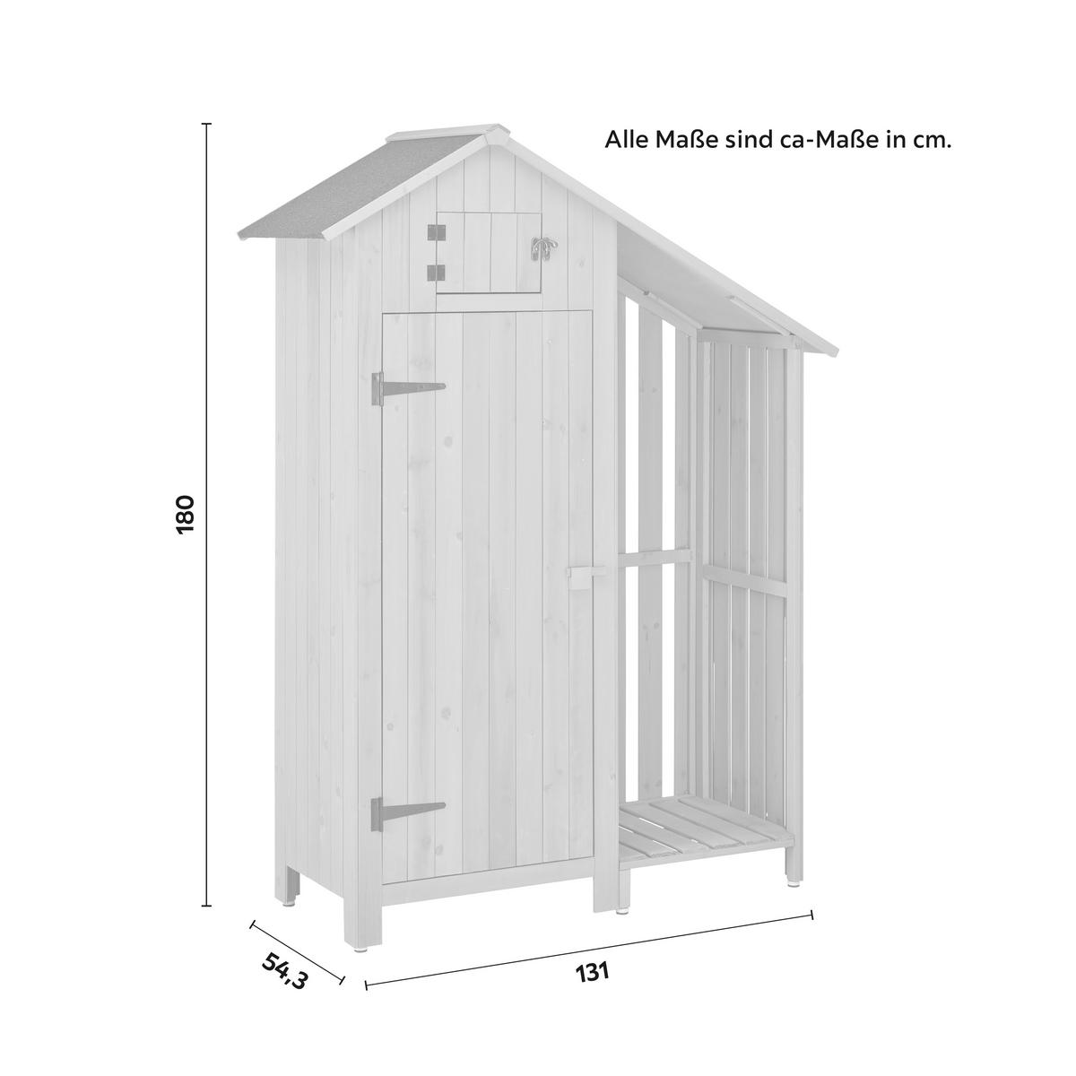 Gerätehaus MARIANNA - Weiss, Modern, Holz (131/180/54,5cm) - Bessagi Garden