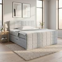 Boxspring Krevet Damon - siva/crna, Konvencionalno, tekstil/plastika (180/200cm) - Modern Living