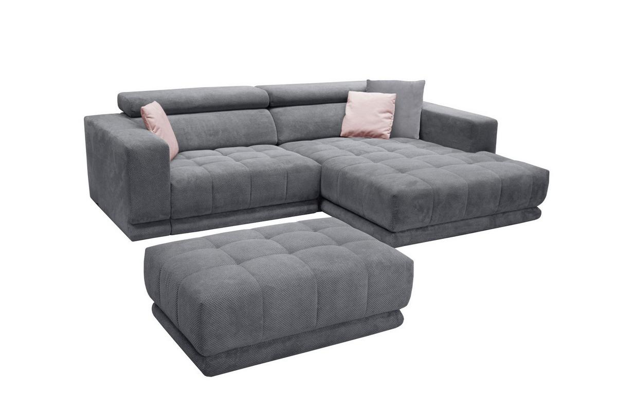 Kutna Garnitura Portland - siva/crna, Moderno, tekstil/plastika (275/78-98/197cm) - Premium Living