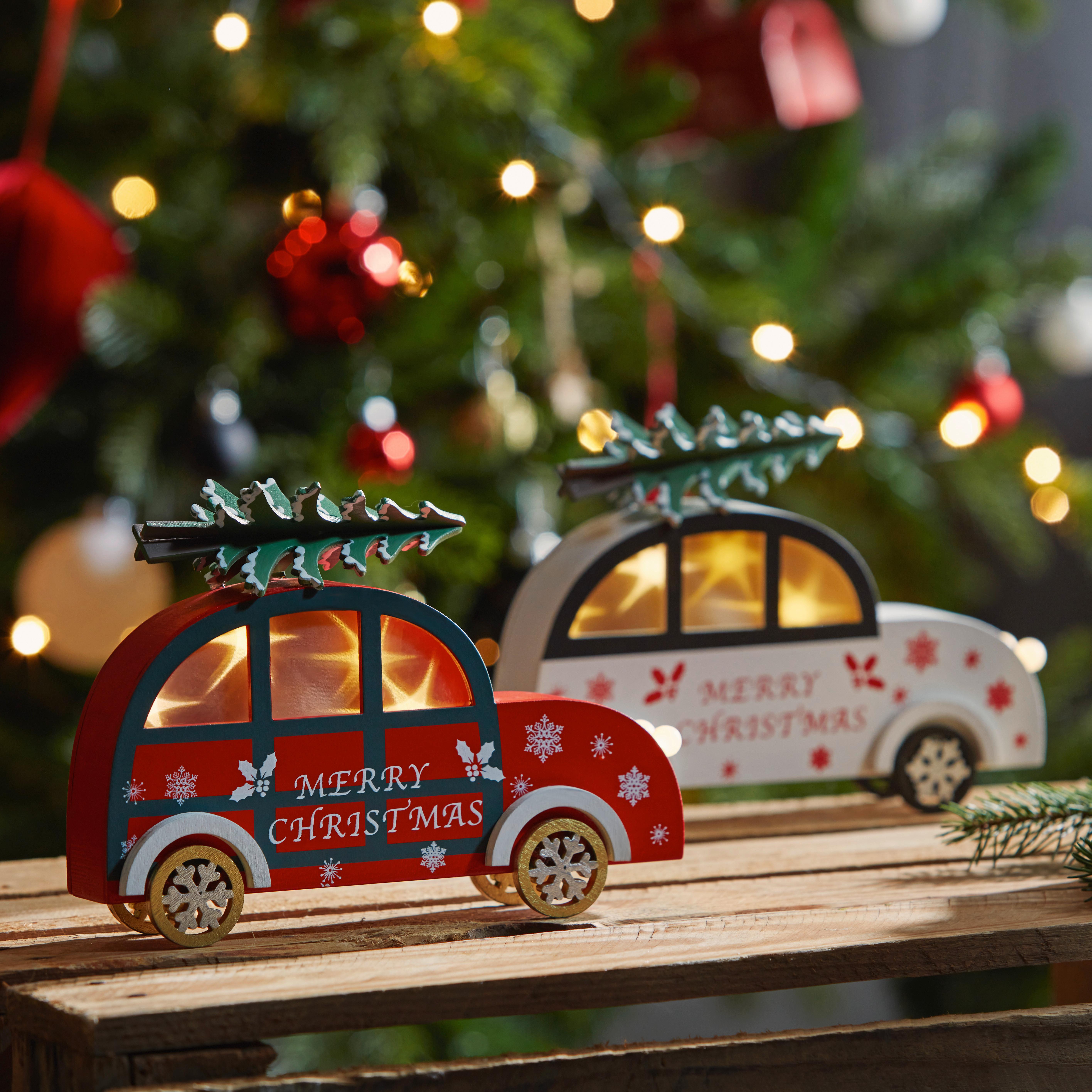 LED-díszlámpa Adela - barna/piros, Konventionell, fa (20.5/14/4cm) - Premium Living
