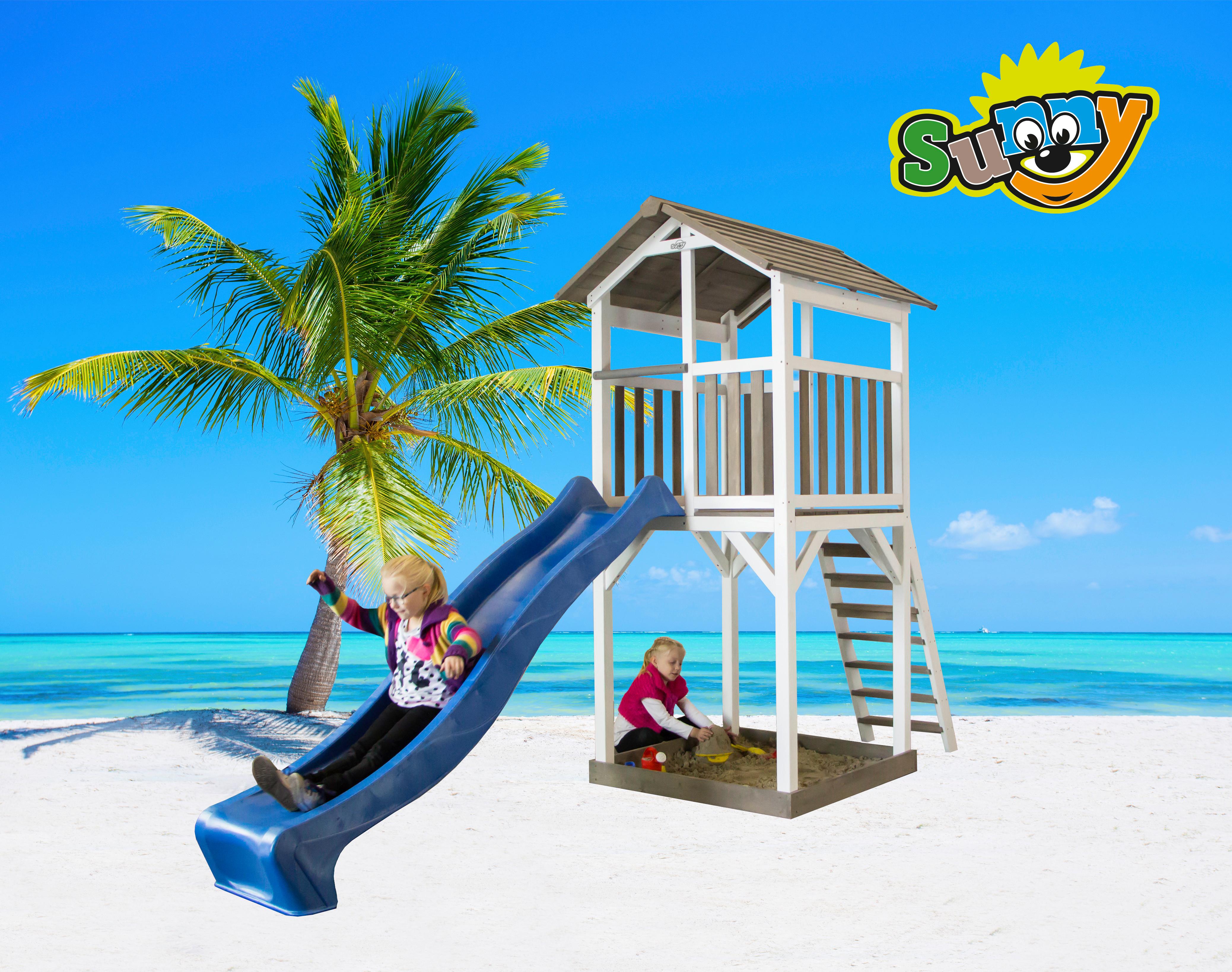 Spielhaus Beach Tower - Blau/Weiß, Basics, Holz (101/242/349cm) - Ambia Garden