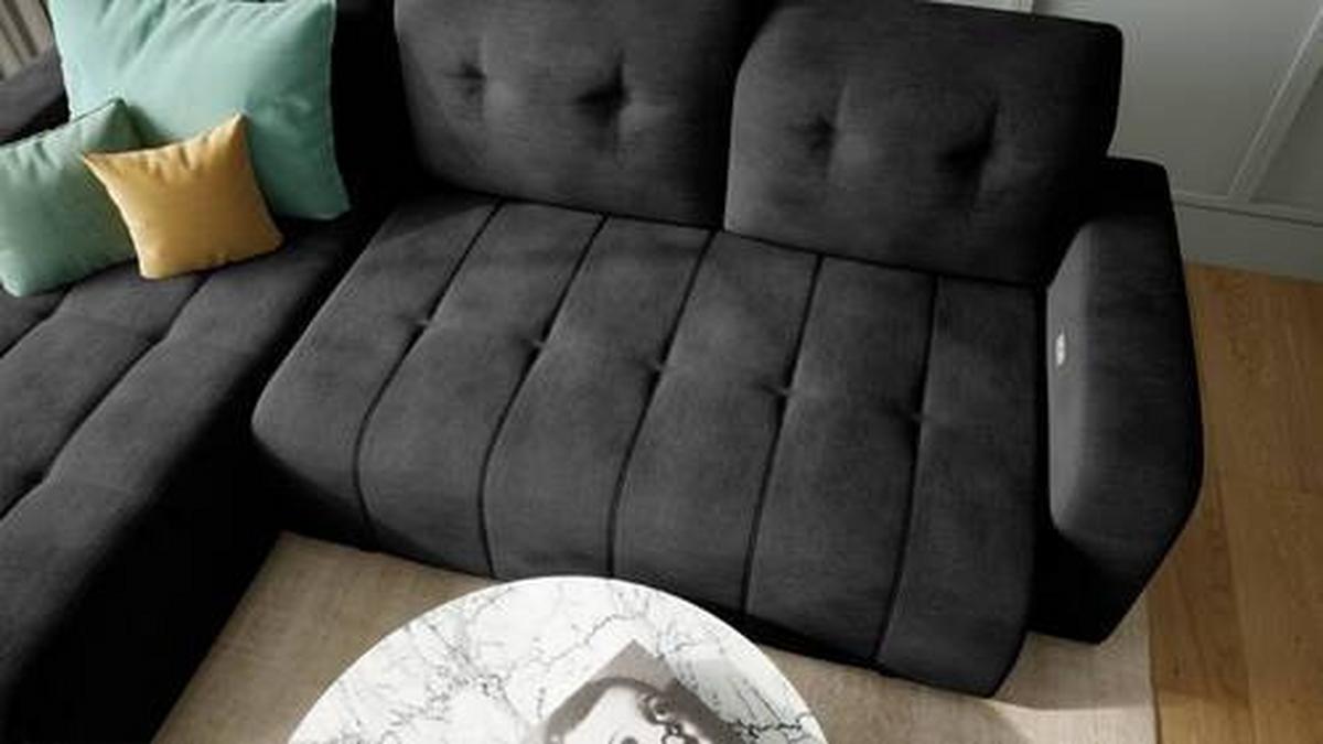 Wohnlandschaft Vicari Schwarz Mikrofaser - Schwarz, MODERN, Textil/Metall (292/185cm) - Livetastic