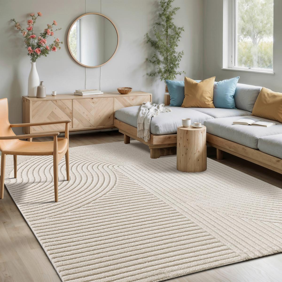 Webteppich Elio Creme/Beige ca. 80x150cm - Beige/Creme, KONVENTIONELL, Textil (80/150cm)