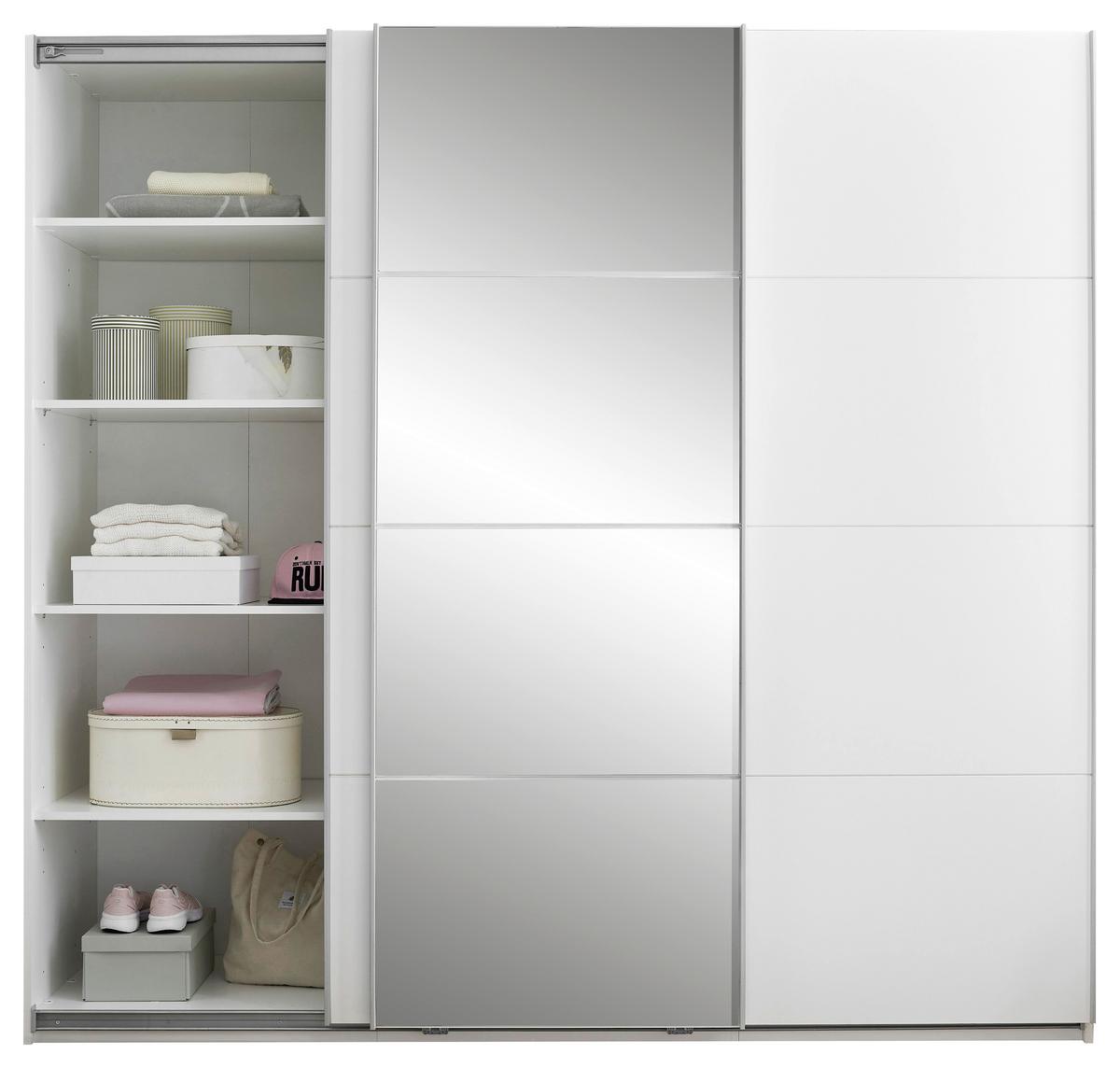 Ormar S Kliznim Vratima Carano - bijela/boje aluminija, Konvencionalno, staklo/drvni materijal (215/204/63cm) - Modern Living