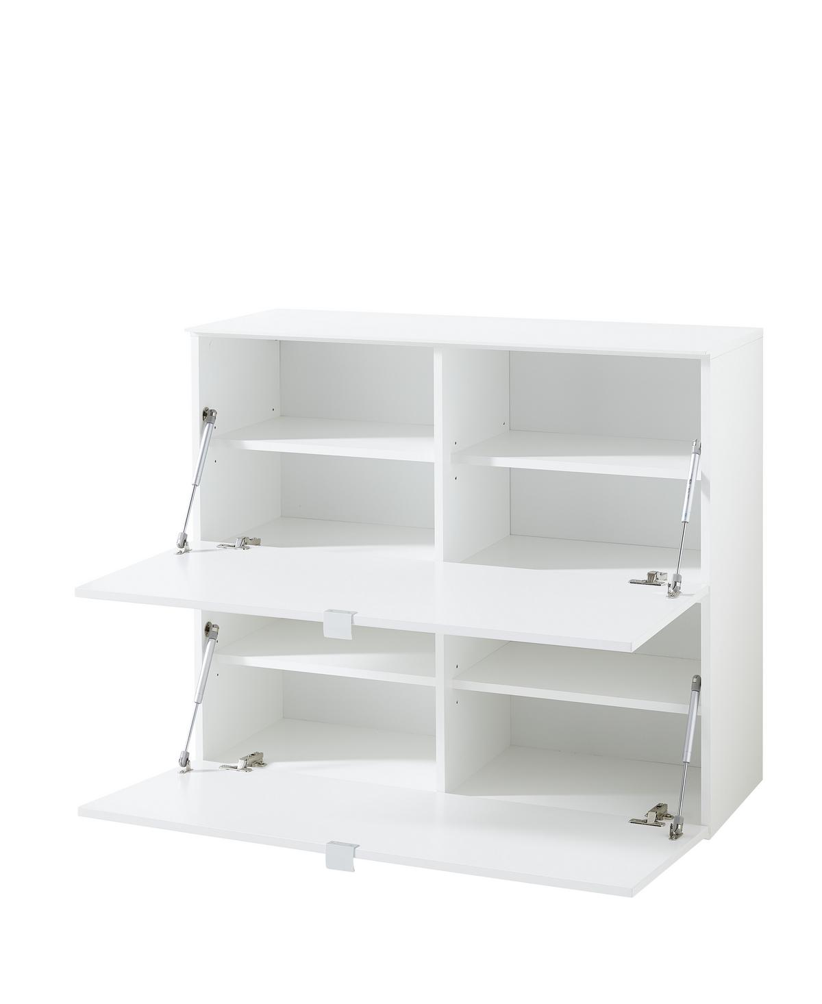 Schuhschrank in Weiss - Weiss/Silberfarben, Modern, Holzwerkstoff/Metall (100/84/37cm) - Mömax