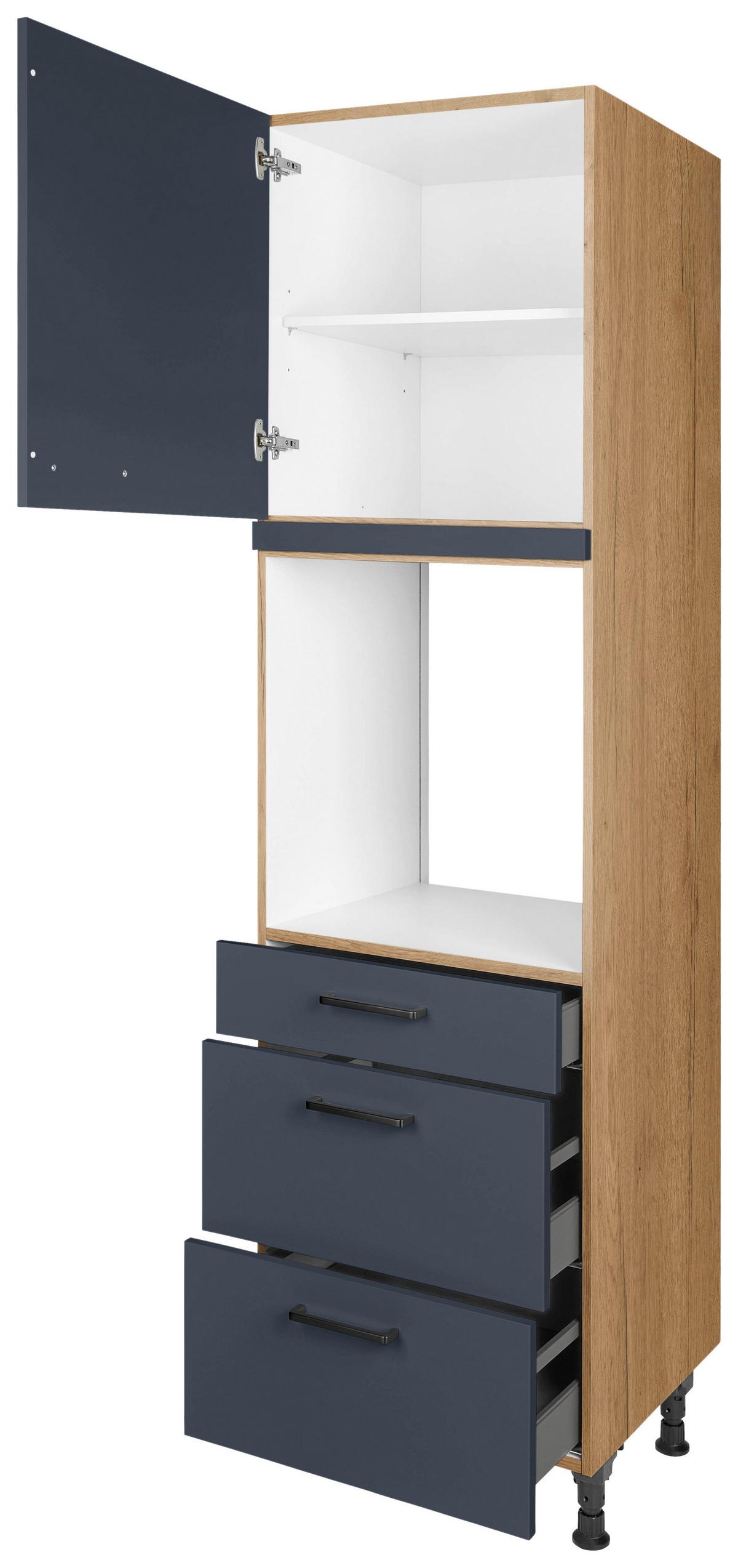 Geräteumbauschrank Easytouch Blau - Blau/Eichefarben, MODERN, Holzwerkstoff/Metall (60/216,6/58cm) - Nobilia
