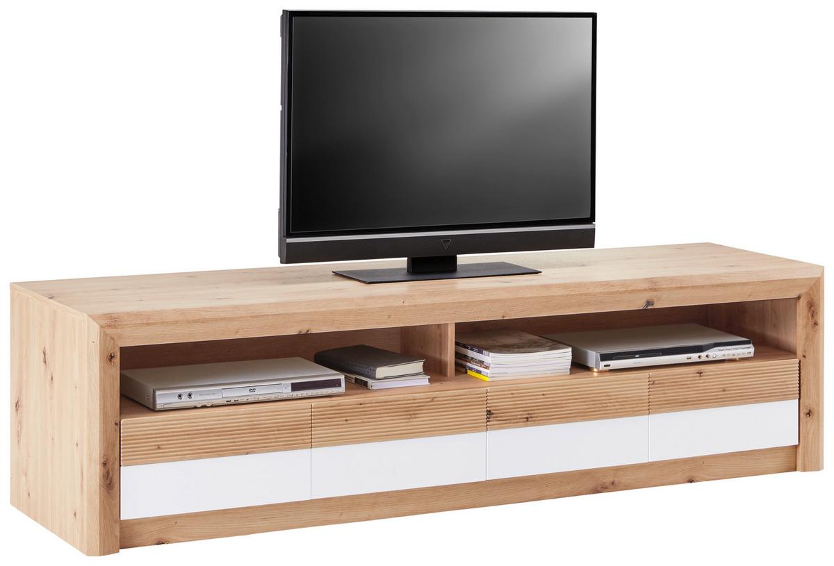 Tv-element Kashmir New, Barva Hrasta, Bela - črna/barve hrasta, Moderno, leseni material (185/50/49cm) - Zandiara