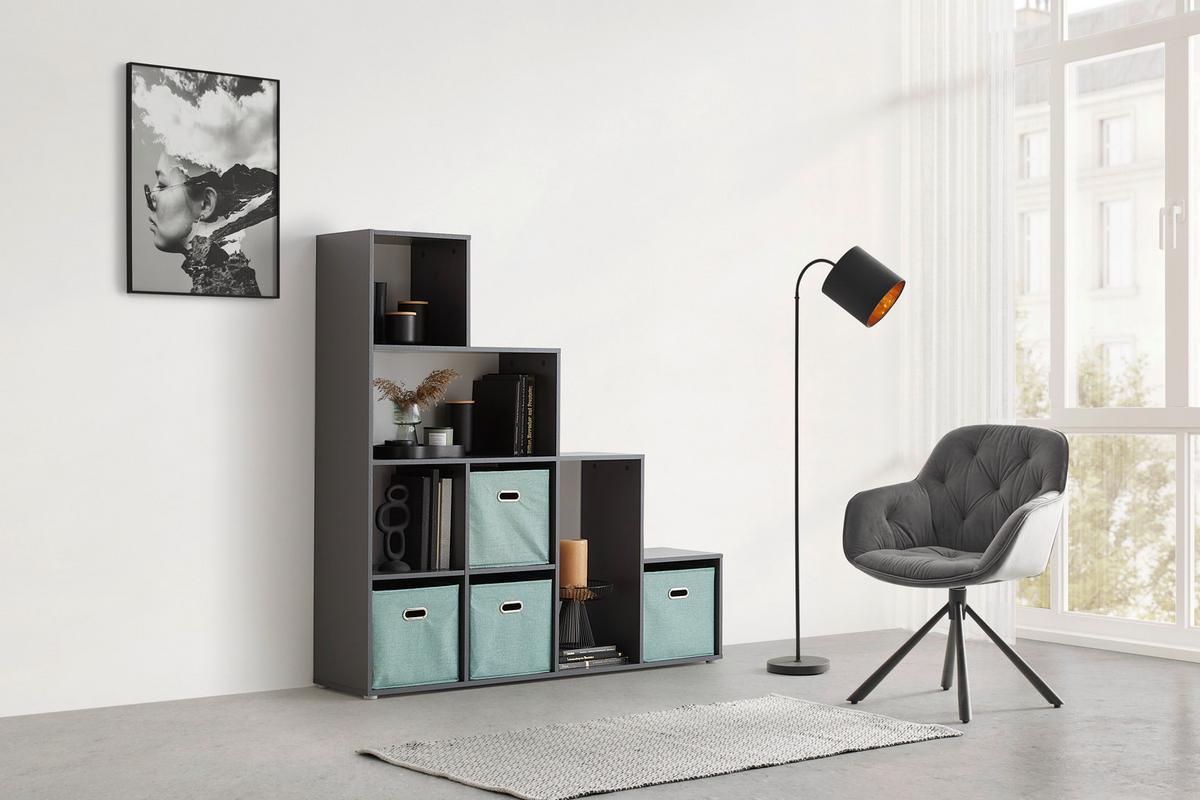 Regal Cassa 2 Anthrazit - Anthrazit, Konventionell, Holzwerkstoff (148/150/35cm) - Mömax