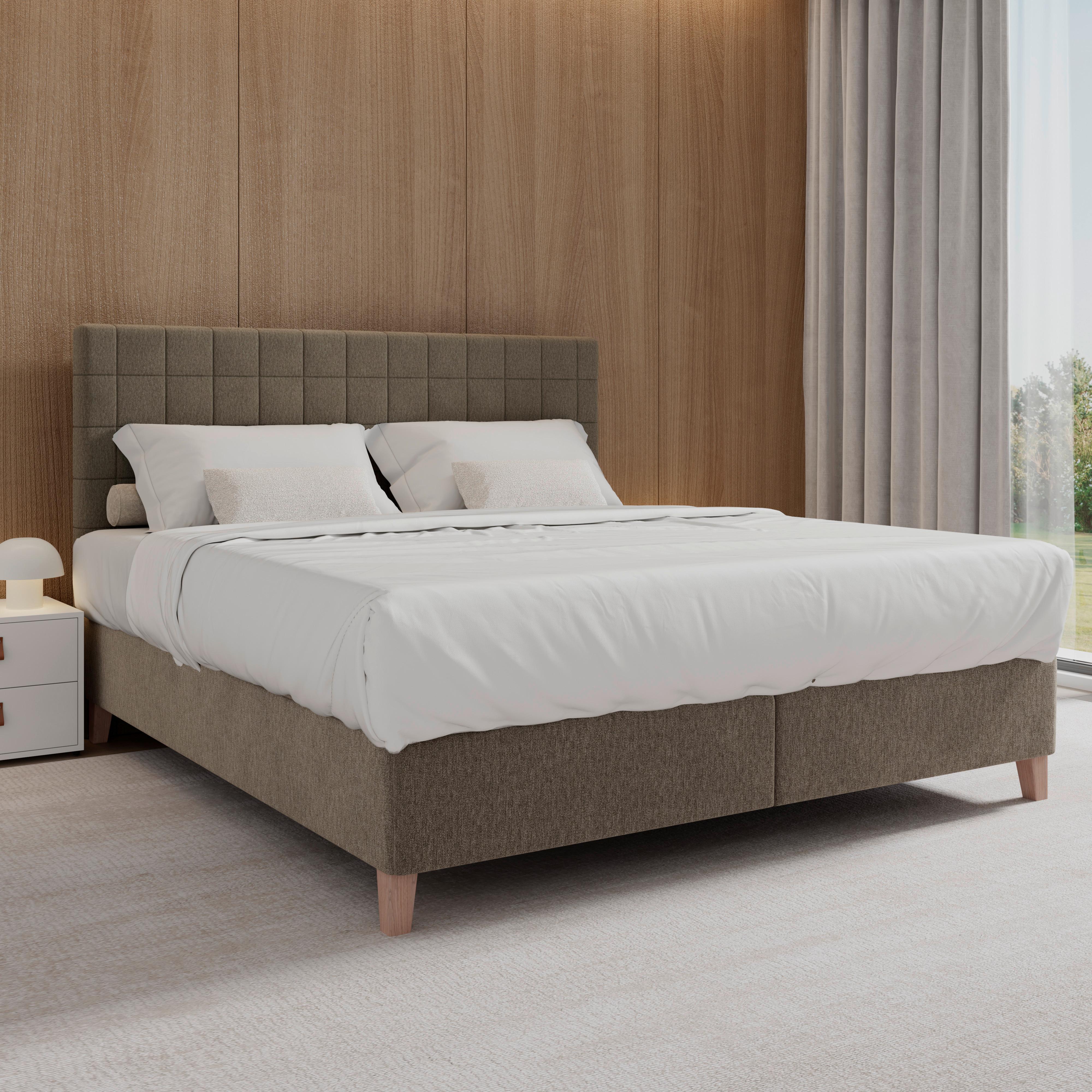 Boxspring Ágy Olivia - barna, Modern, textil/fa (180/200cm) - Bessagi Home