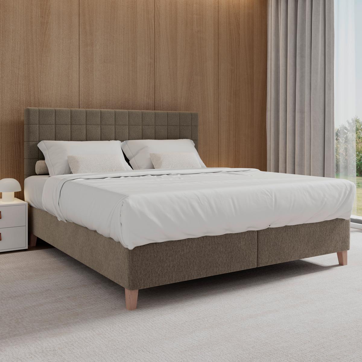 Boxspring Ágy Olivia - barna, Modern, textil/fa (180/200cm) - Bessagi Home