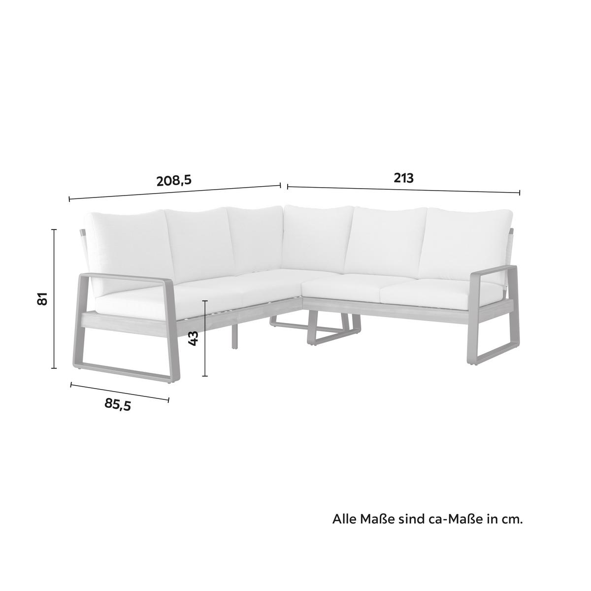 Dining-Loungeset Alexa Holz Outdoorstoff/Metall +Abdeckung - Anthrazit/Creme, MODERN, Holz/Textil (208,5/81/85,5cm) - Bessagi Garden