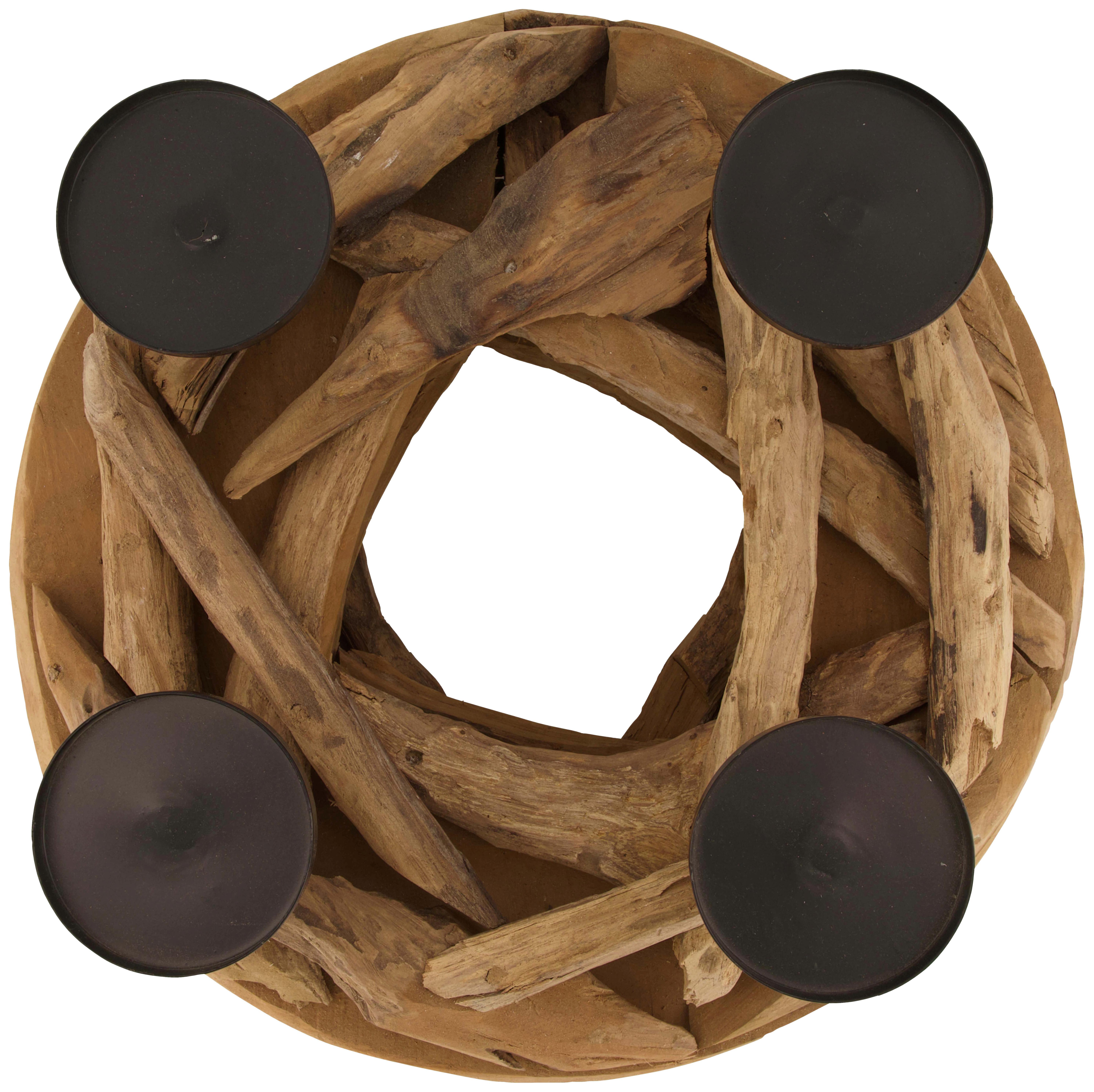 ŚWIECZNIK 50687-017 - kolor naturalny, Basics, drewno (38/17cm)