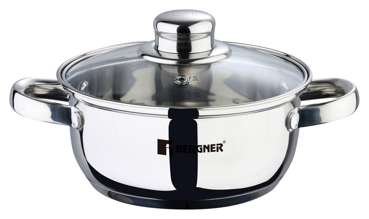 Kochtopfset Viena Silberfarben, 8-teilig - Transparent/Silberfarben, KONVENTIONELL, Glas/Metall (42.2/24.2/15.7cm) - BERGNER