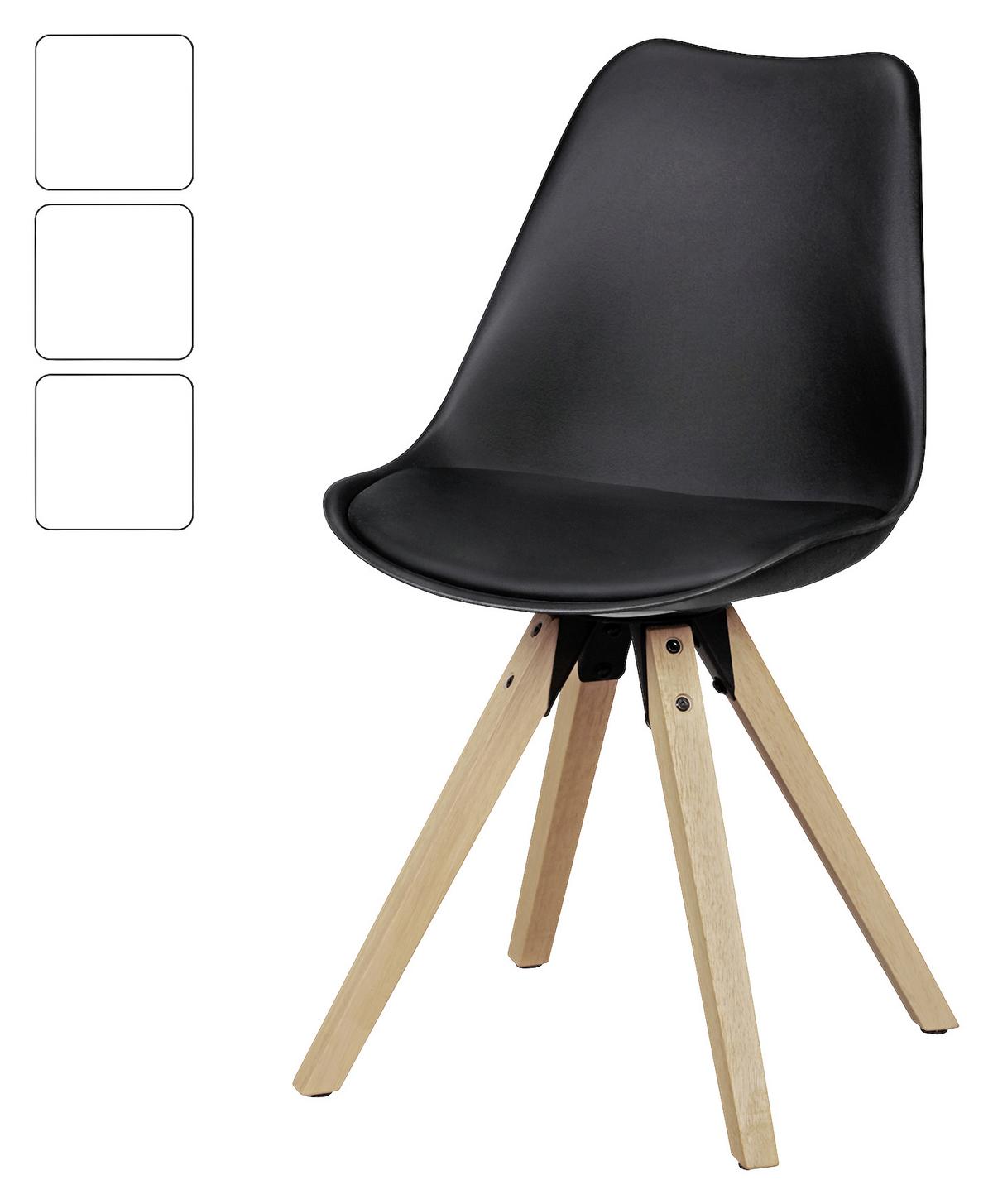 Stuhl-Set in Schwarz ´LIMA´ - Eichefarben/Schwarz, Design, Holz/Kunststoff (48/89/48cm) - MID.YOU