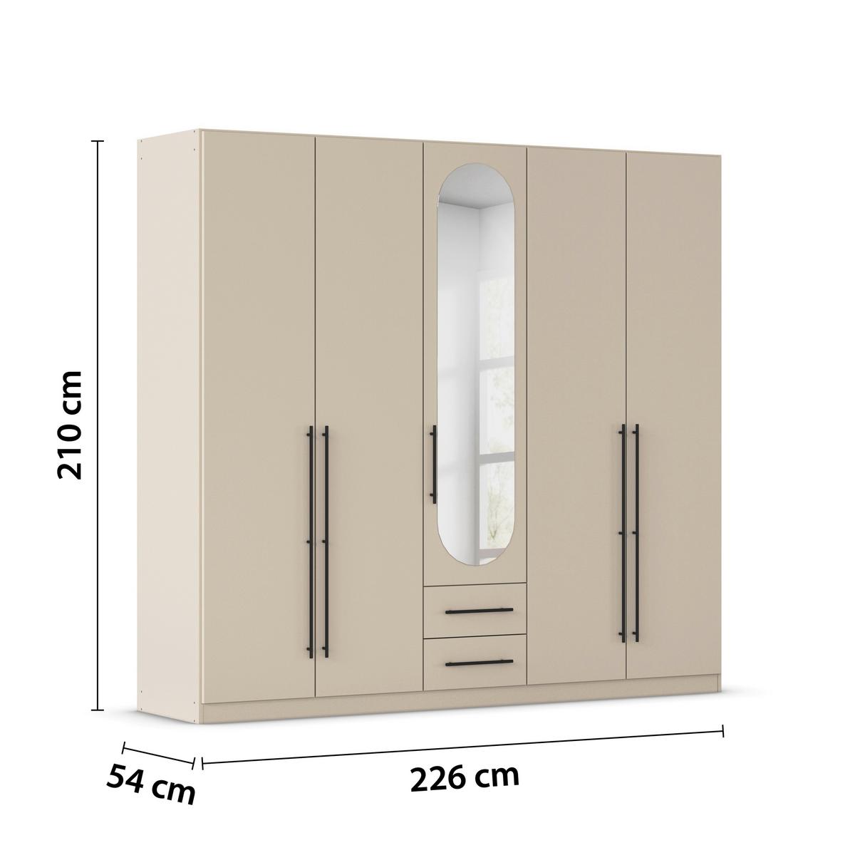 Dulap cu uși rotative VELORA - șampanie, Konventionell, material pe bază de lemn (226/210/54cm) - Mömax