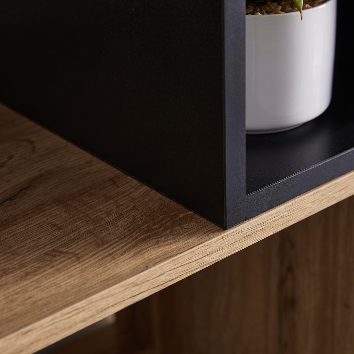 Regal Megy Schwarz/ Eichenfarben MDF - Eichefarben/Schwarz, MODERN, Metall (80/158/40cm) - Bessagi Home